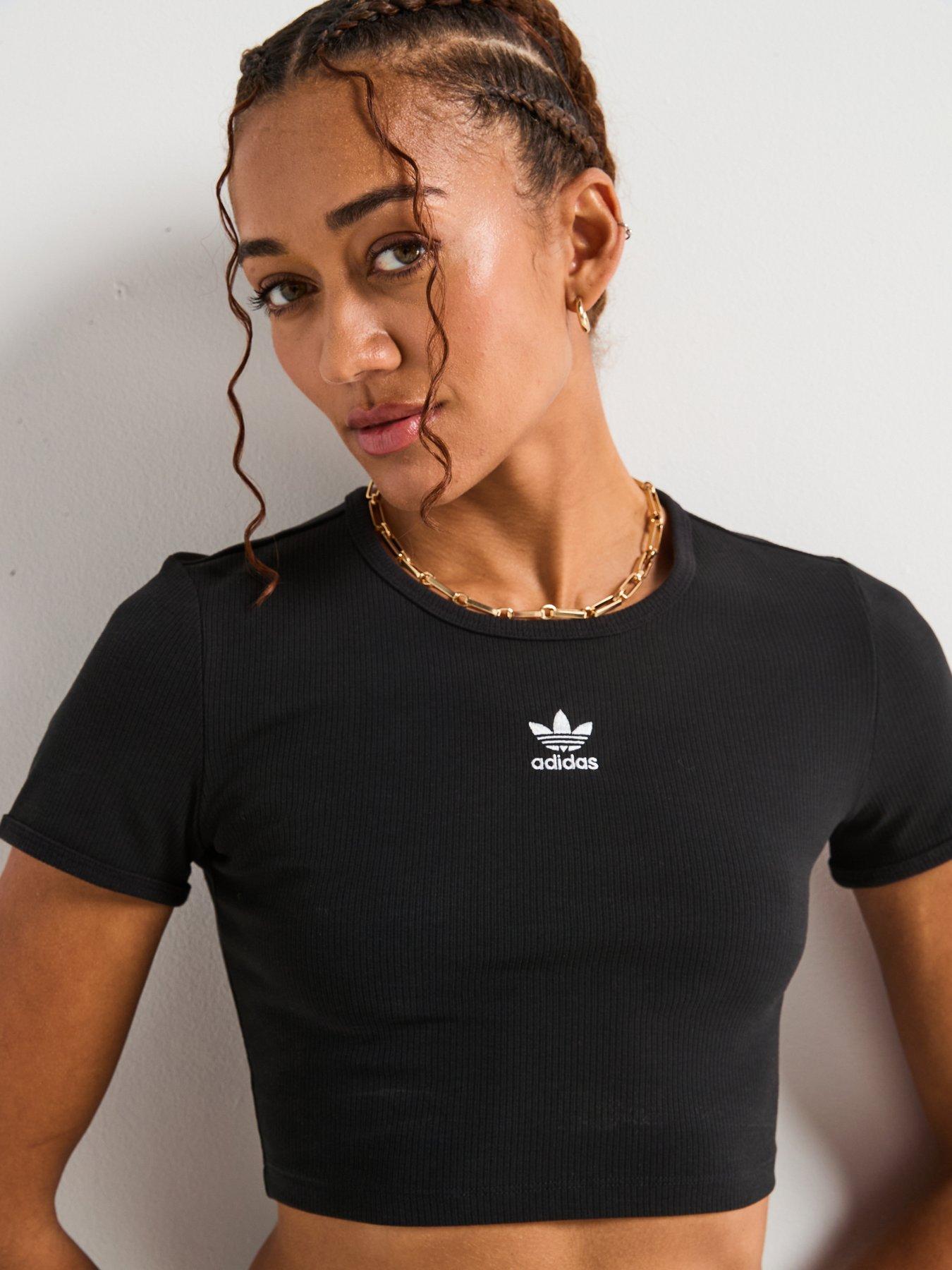  image of adidas-originals-womens-essentials-ribbed-t-shirt-black