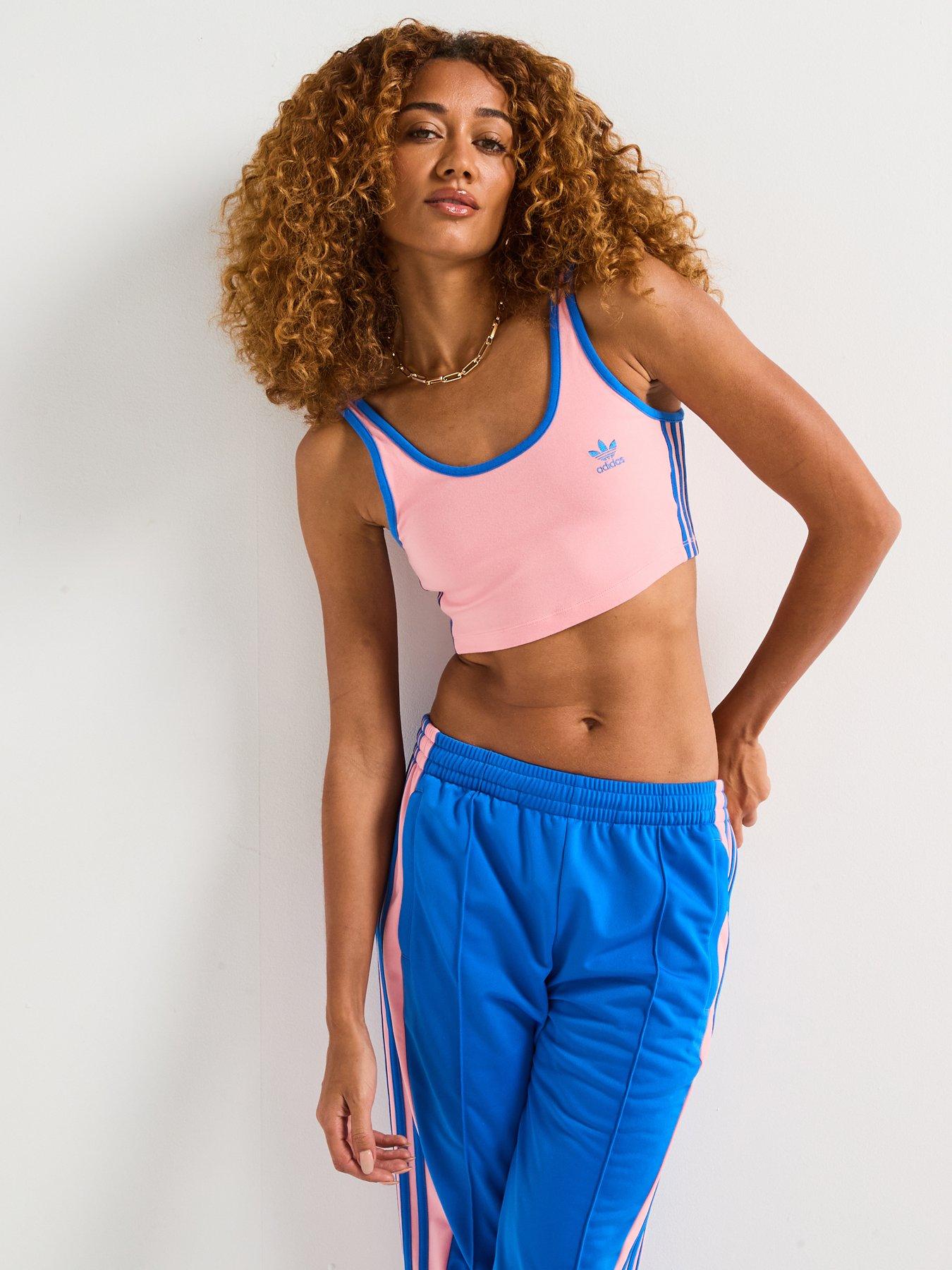  image of adidas-originals-womens-3-stripes-bra-top-semi-pink-sparkblue