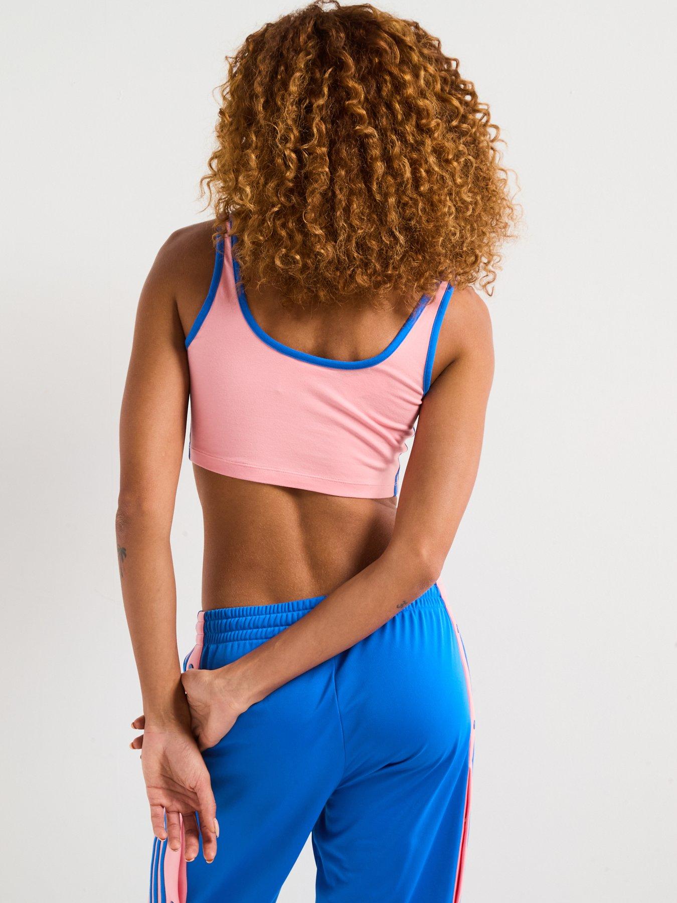  image of adidas-originals-womens-3-stripes-bra-top-semi-pink-sparkblue