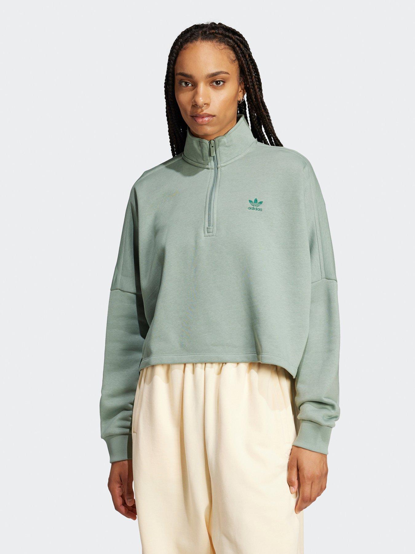 adidas-originals-womens-essentials-12-zip-fleece-sweatshirt-green