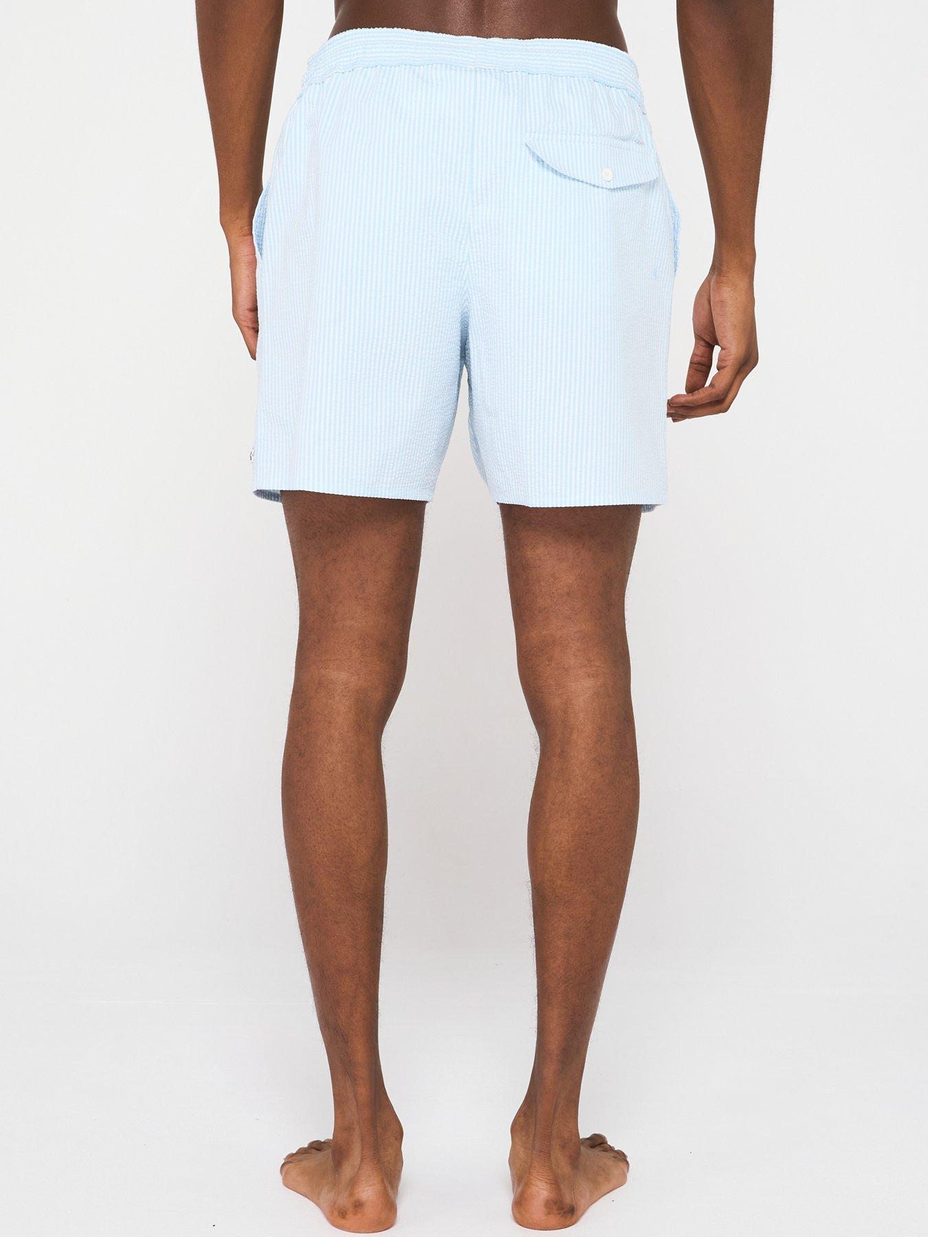 stillFront image of lacoste-striped-seersucker-swim-trunks-blue