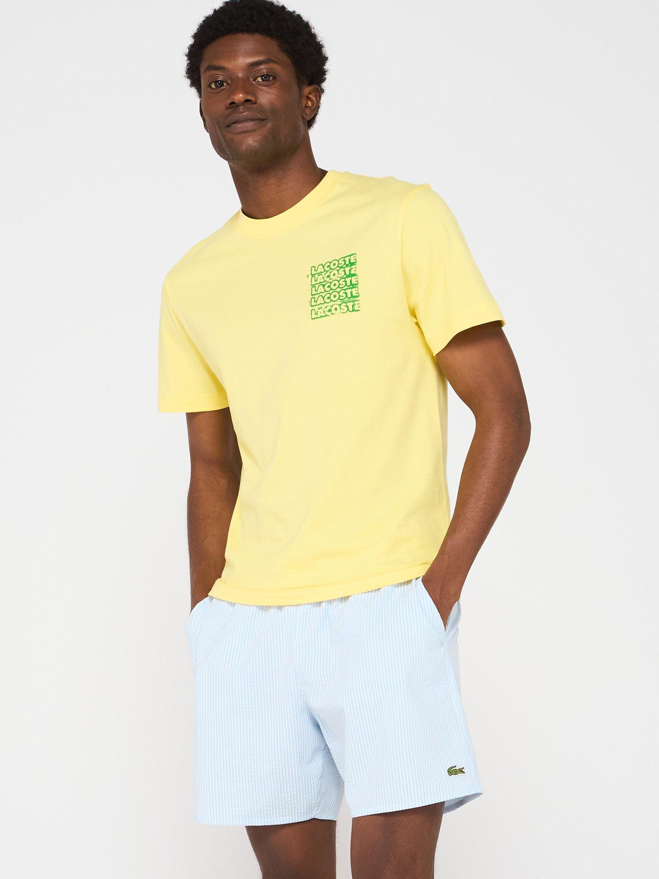  image of lacoste-striped-seersucker-swim-trunks-blue