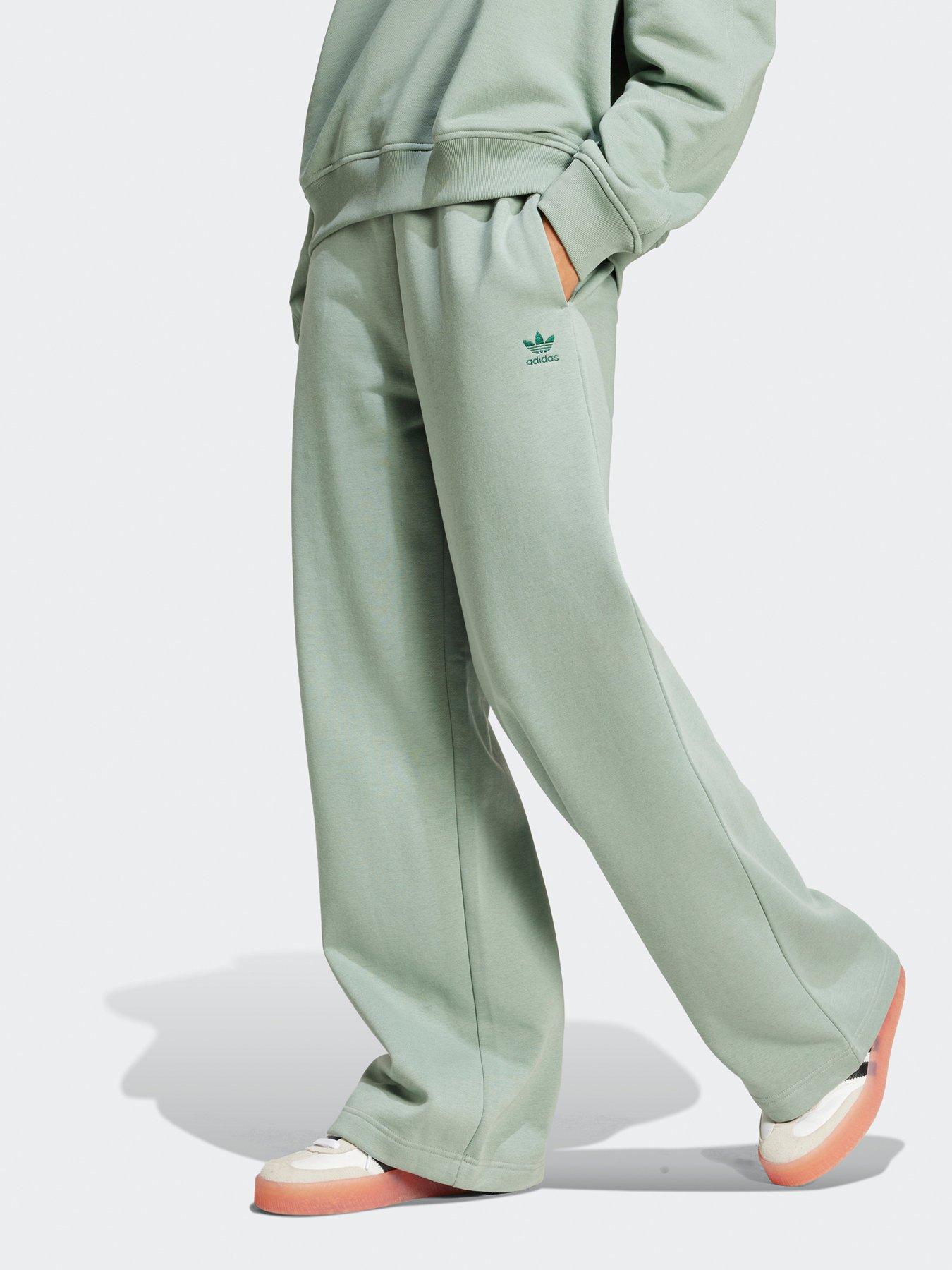 adidas Originals Womens Wide Leg Fleece Joggers Green Littlewoods