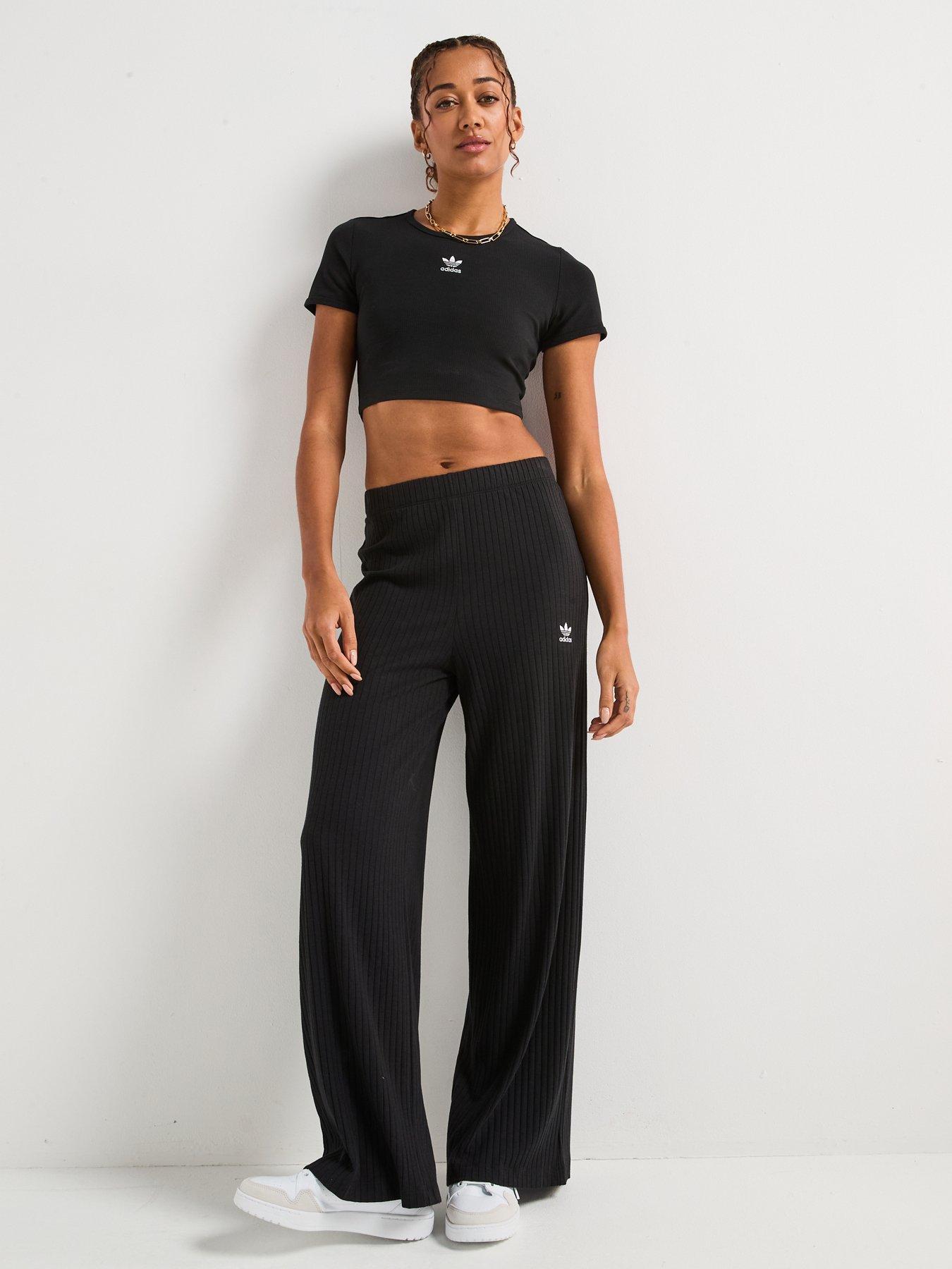 Image 3 of 6 of adidas Originals Womens Essentials Wide Rib Pants - Black
