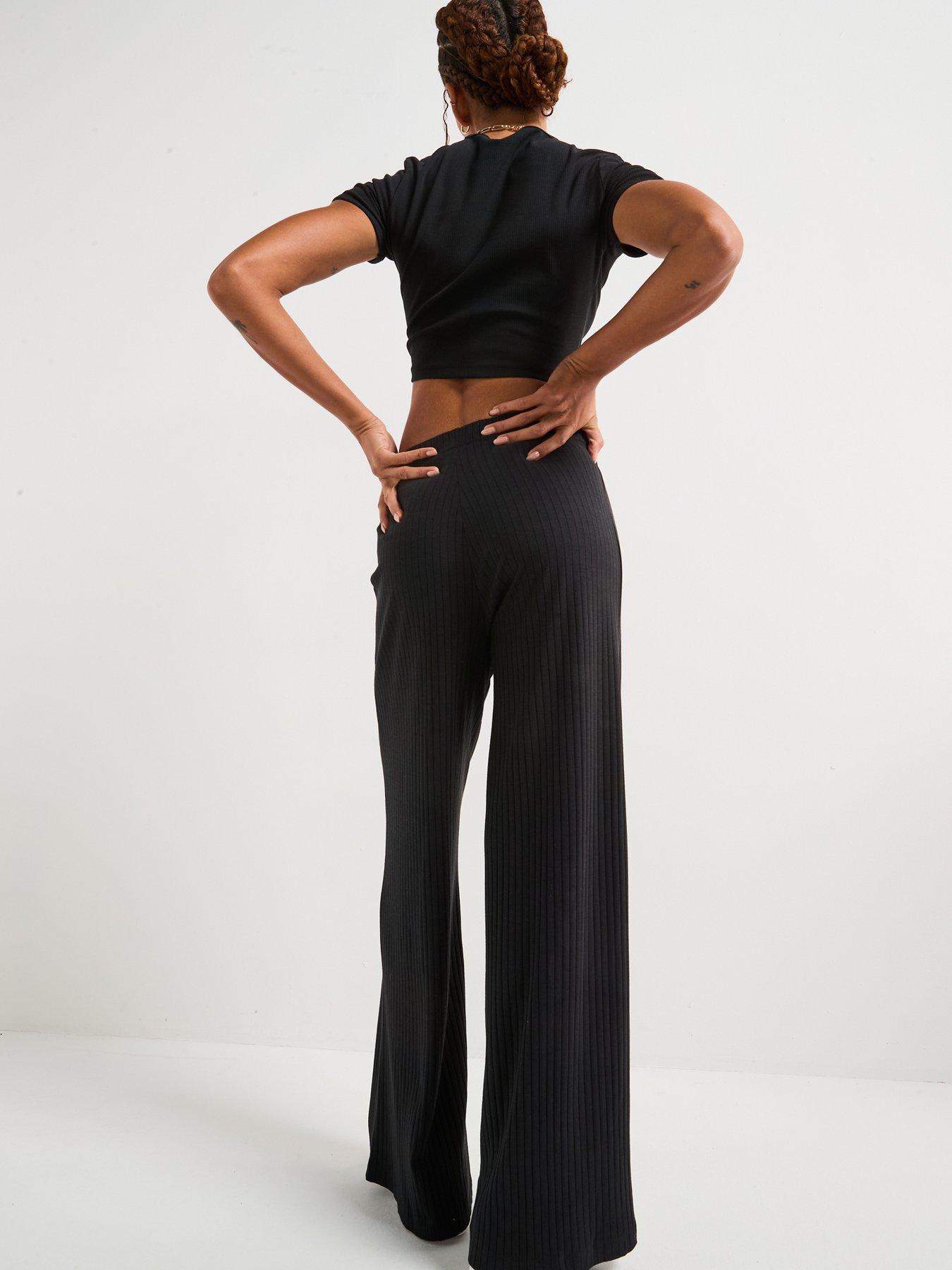 Image 5 of 6 of adidas Originals Womens Essentials Wide Rib Pants - Black