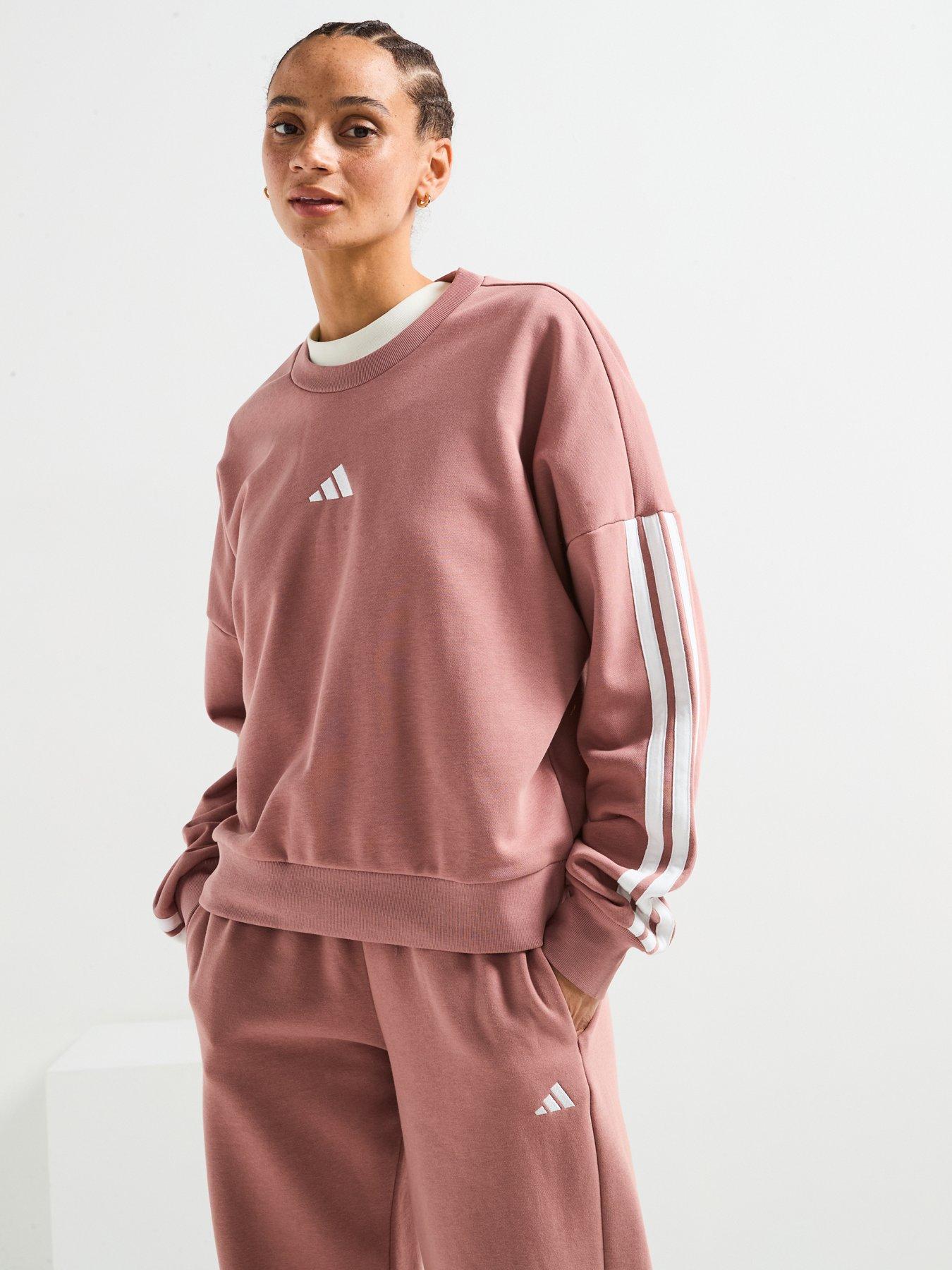  image of adidas-sportswear-womens-essentials-3-stripes-french-terry-sweatshirt-red