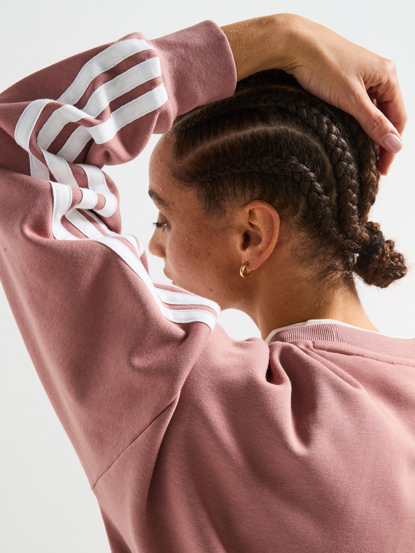  image of adidas-sportswear-womens-essentials-3-stripes-french-terry-sweatshirt-red