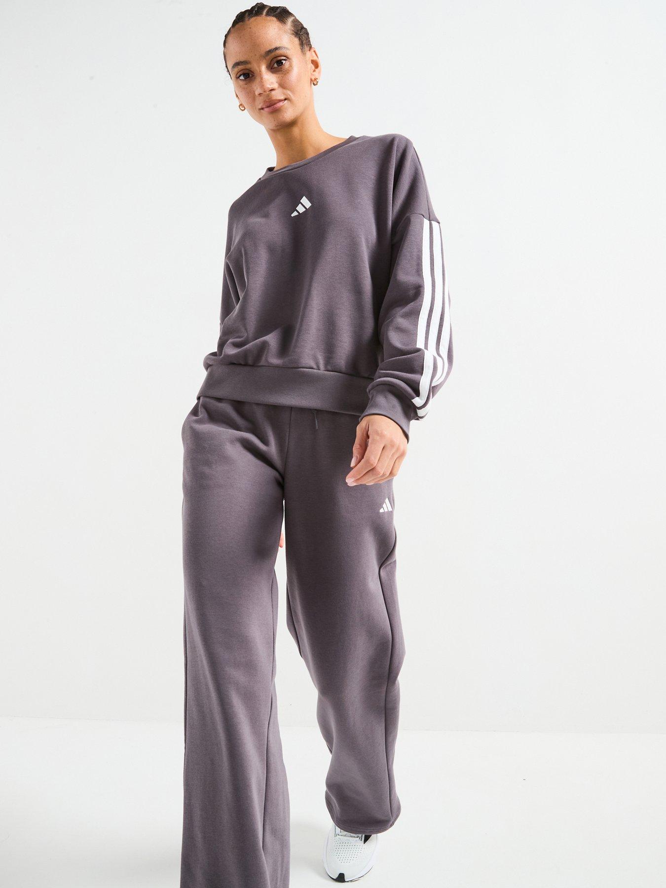  image of adidas-sportswear-womens-essentials-3-stripes-french-terry-sweatshirt-dark-grey