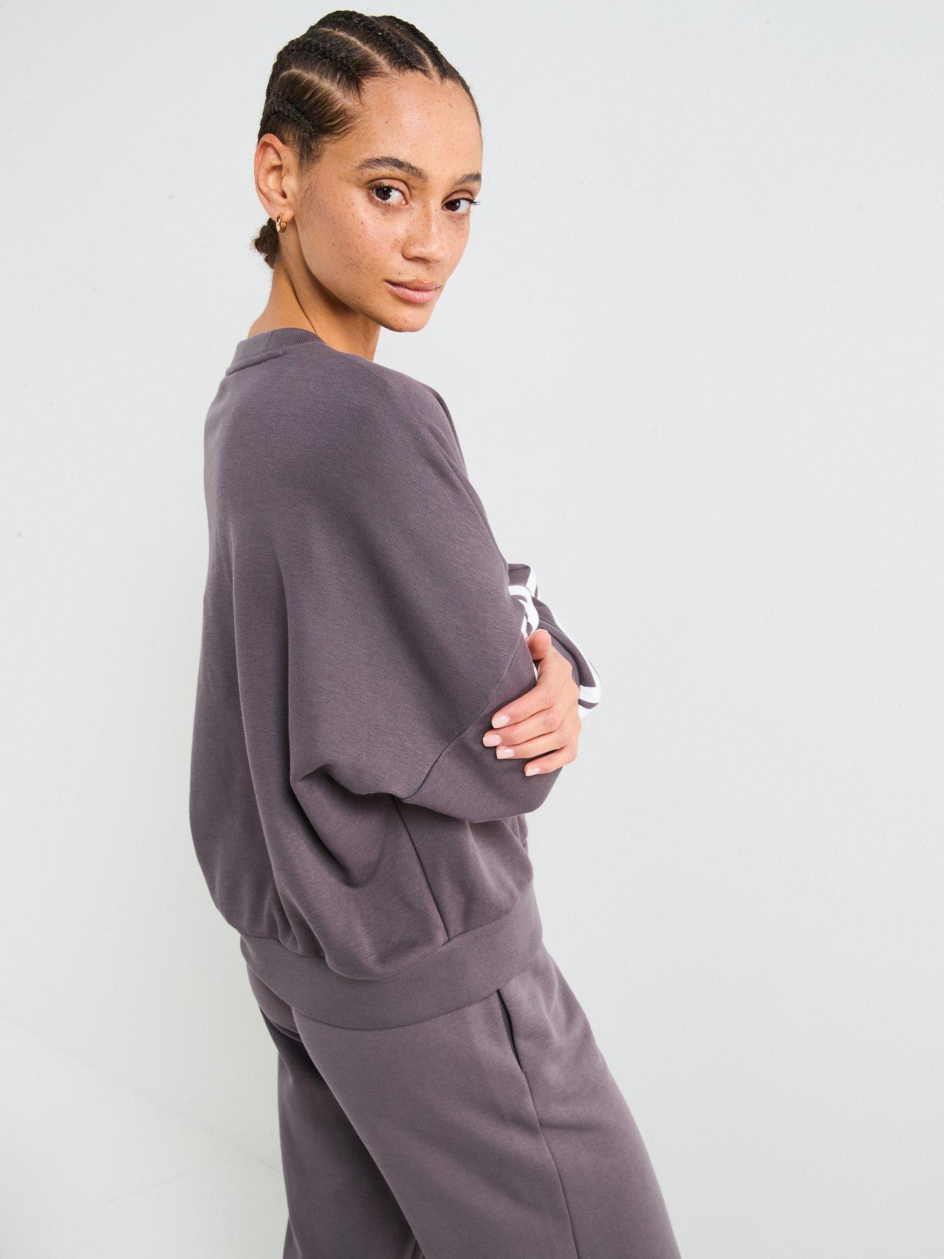  image of adidas-sportswear-womens-essentials-3-stripes-french-terry-sweatshirt-dark-grey
