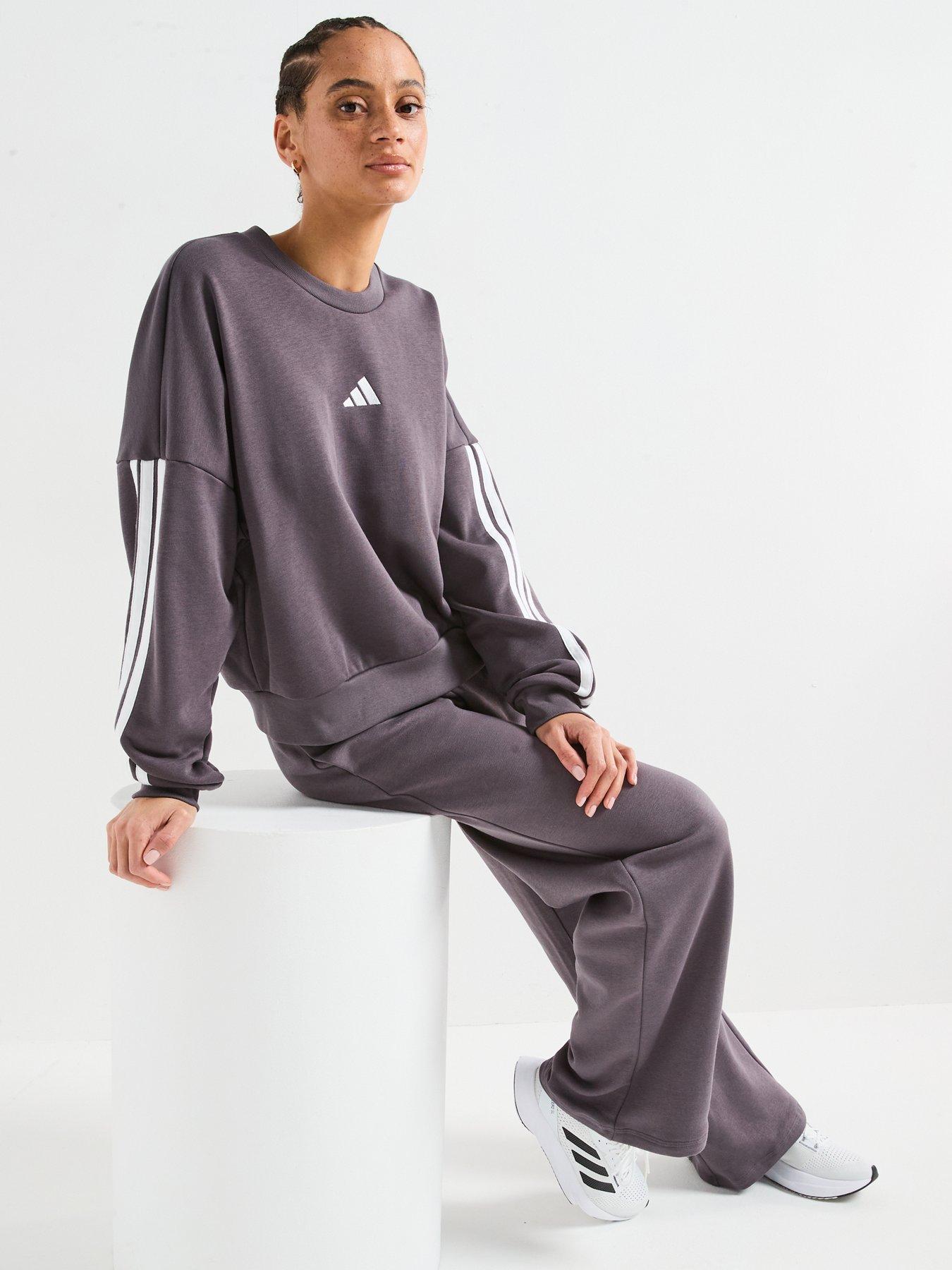  image of adidas-sportswear-womens-essentials-3-stripes-french-terry-sweatshirt-dark-grey