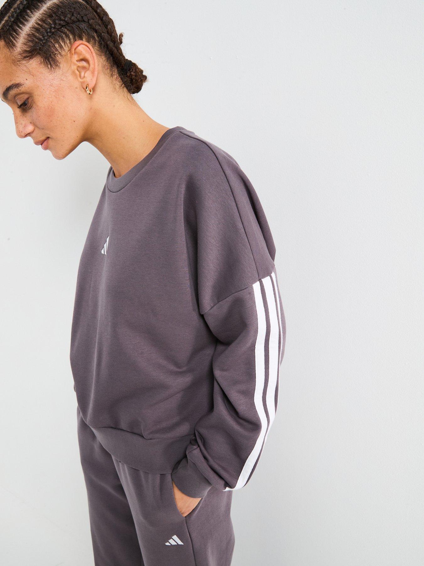  image of adidas-sportswear-womens-essentials-3-stripes-french-terry-sweatshirt-dark-grey