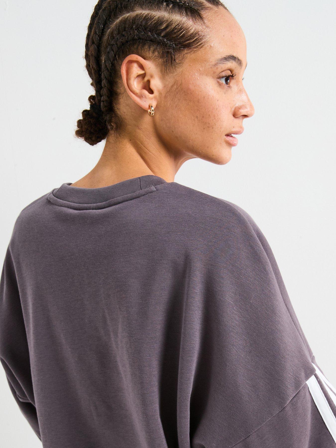  image of adidas-sportswear-womens-essentials-3-stripes-french-terry-sweatshirt-dark-grey