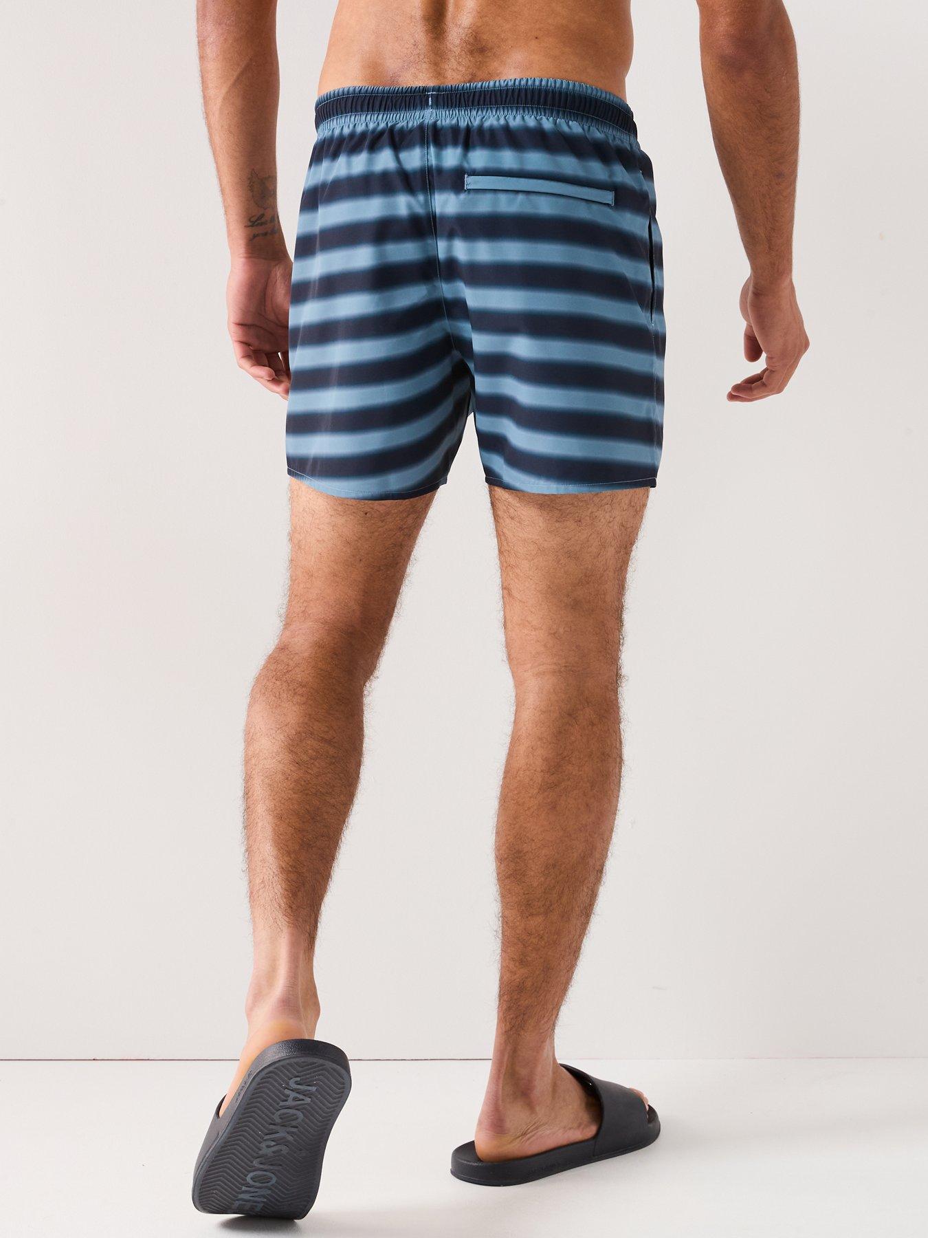Image 2 of 5 of Lacoste Lacoste Short Stripe Print Swim Trunks - Blue
