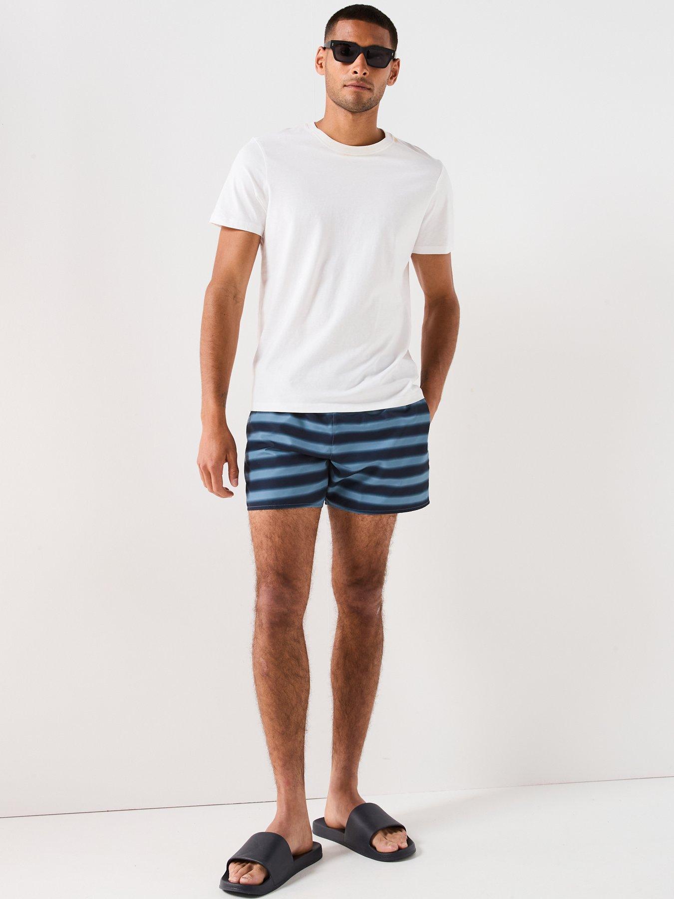 Image 3 of 5 of Lacoste Lacoste Short Stripe Print Swim Trunks - Blue