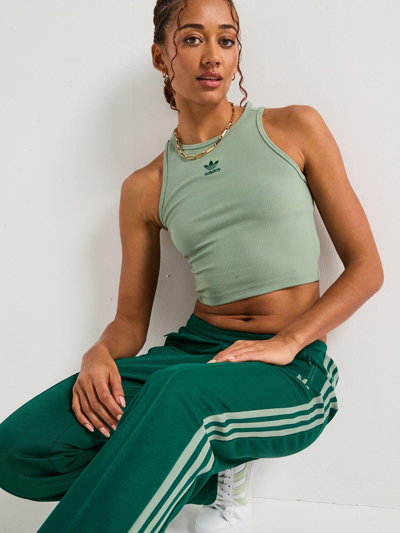adidas Originals Women's Essentials Ribbed Tank Top Silver Green