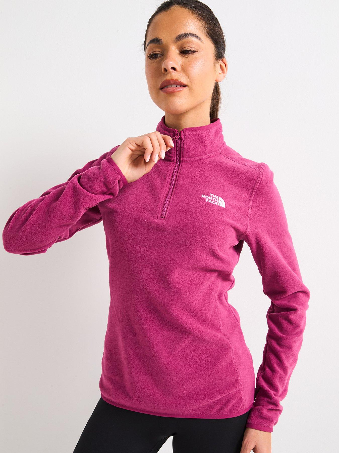 the-north-face-womens-100-glacier-14-zip-fleece-dark-pink