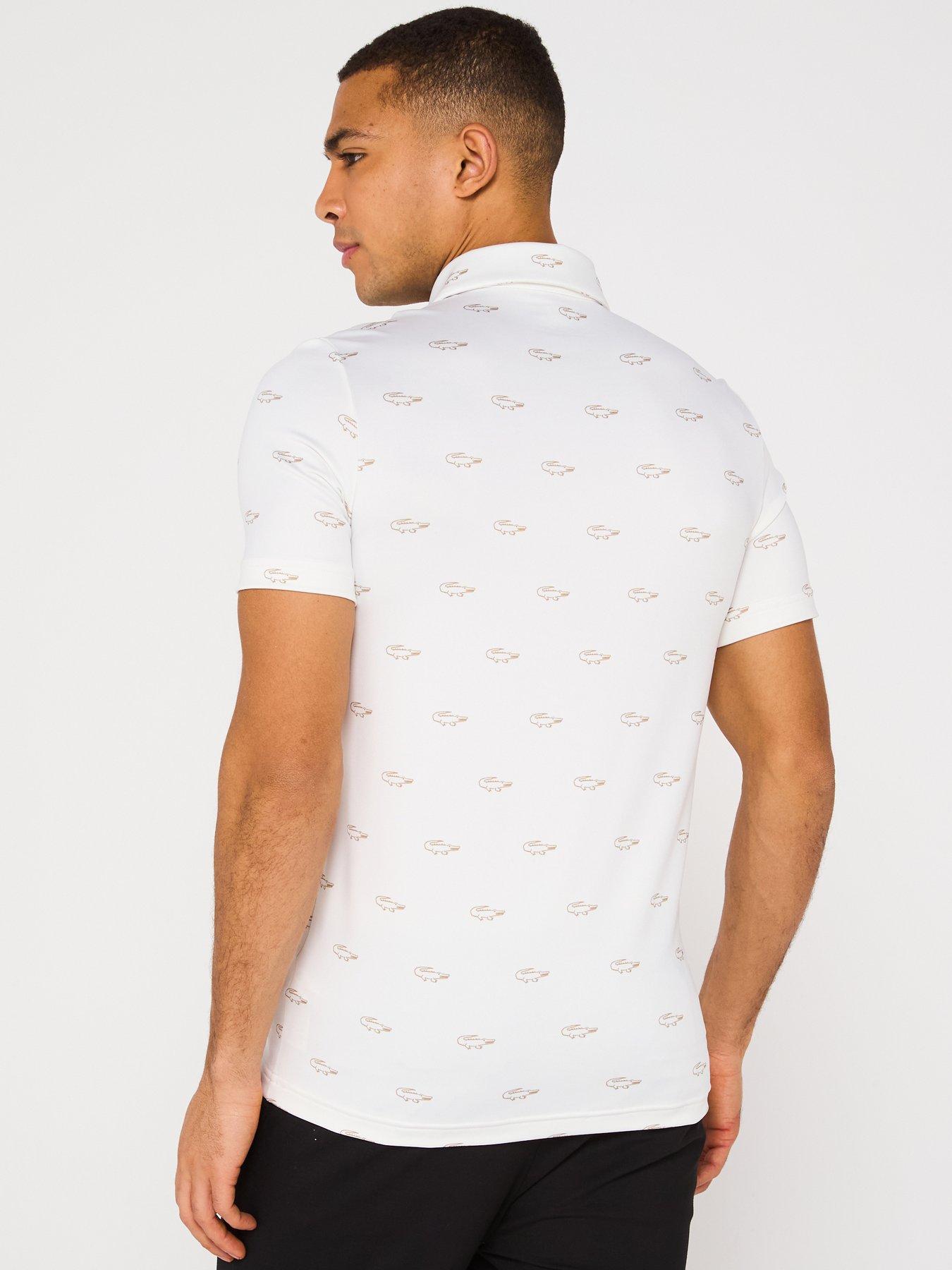  image of lacoste-regular-fit-croc-print-golf-polo-shirt-cream