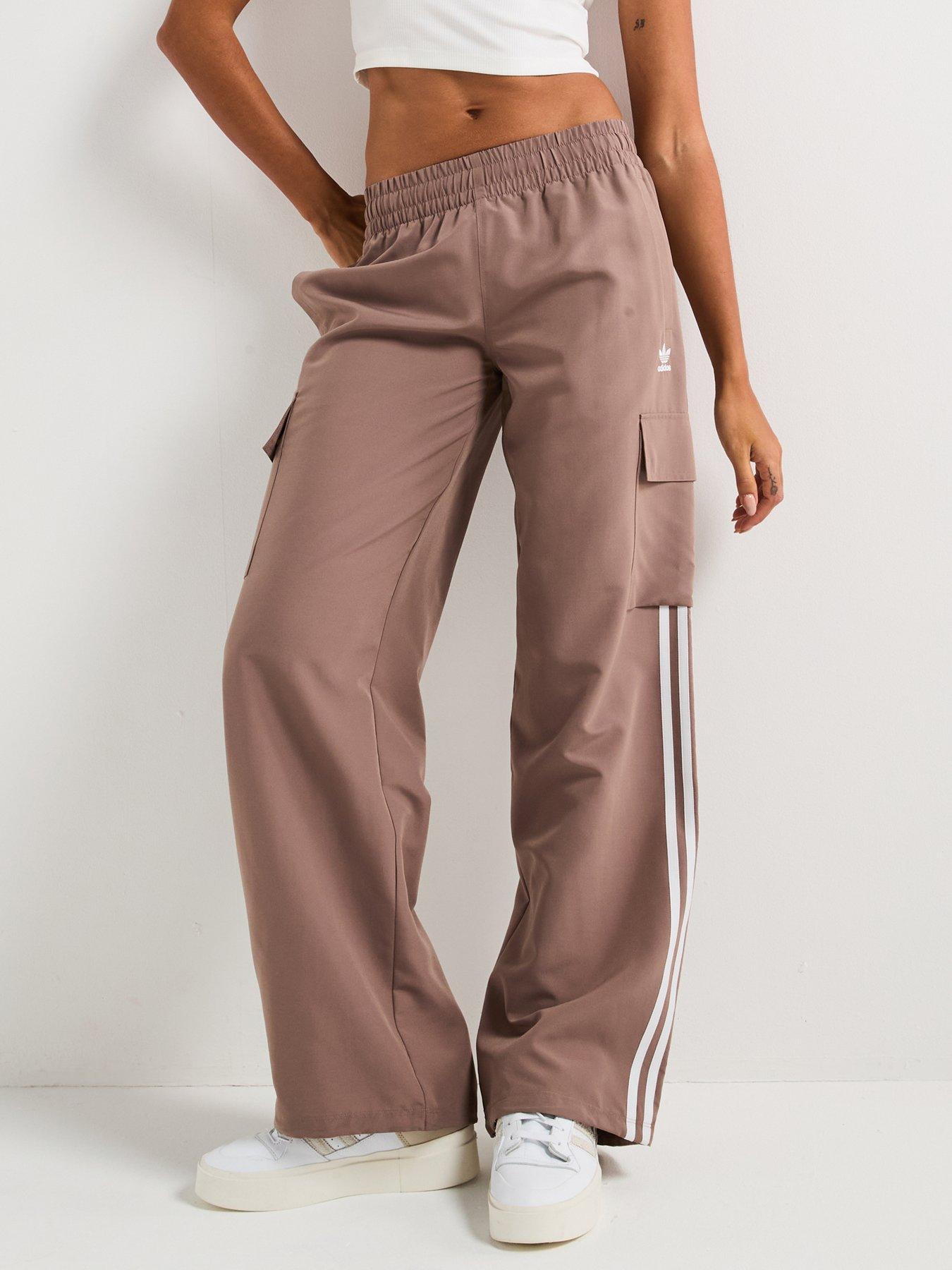  image of adidas-originals-womens-3-stripes-cargo-tracksuit-bottoms-brown