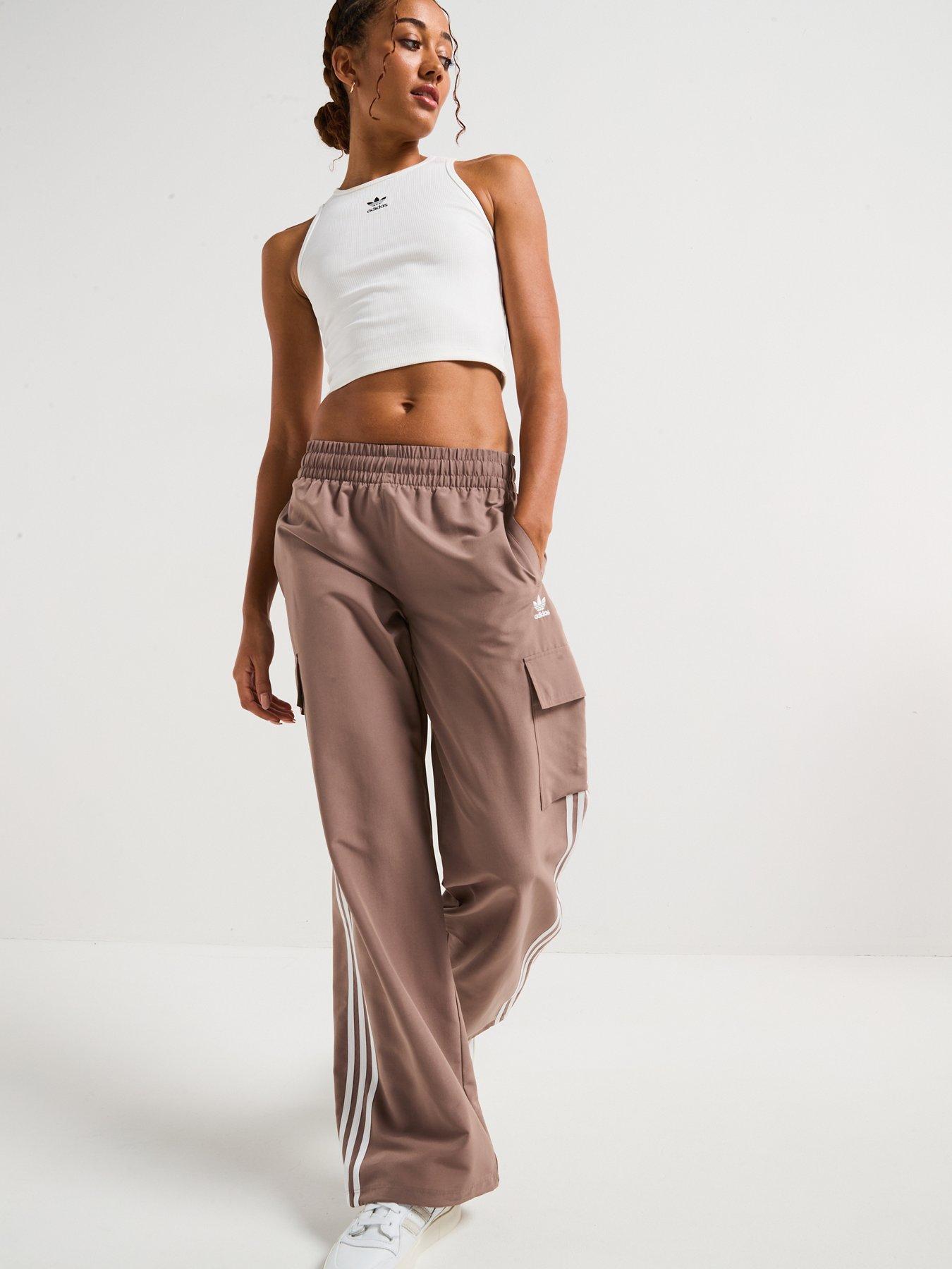  image of adidas-originals-womens-3-stripes-cargo-tracksuit-bottoms-brown
