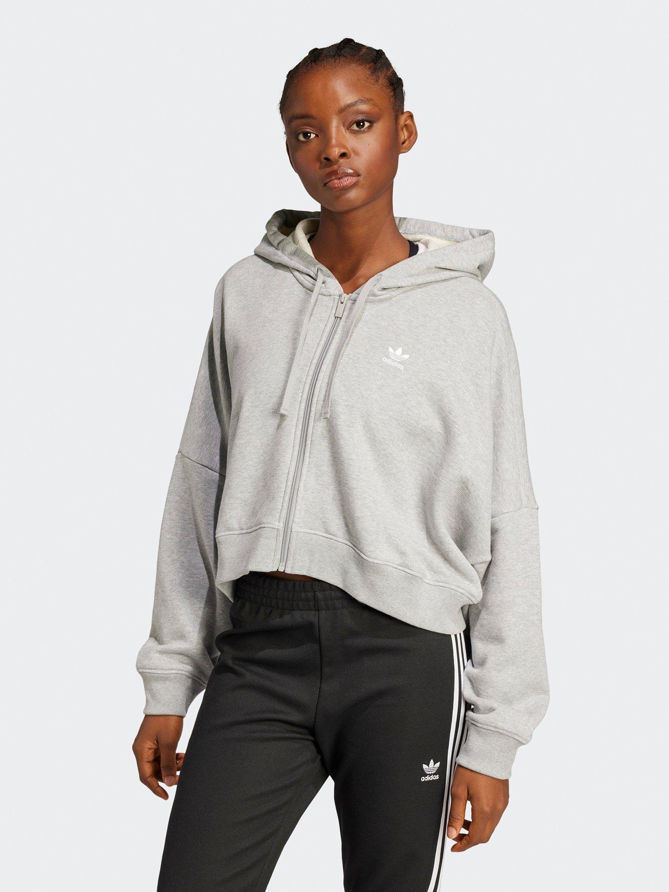 undefined Womens Essentials Full-Zip French Terry Hoodie - Grey