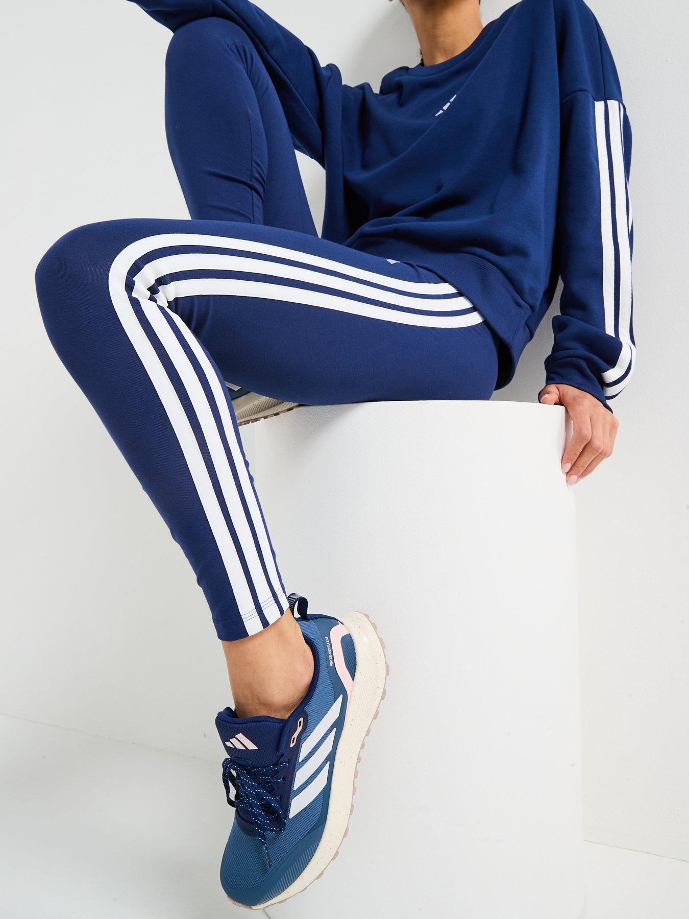  image of adidas-sportswear-womens-essentials-3-stripes-cotton-leggings-blue