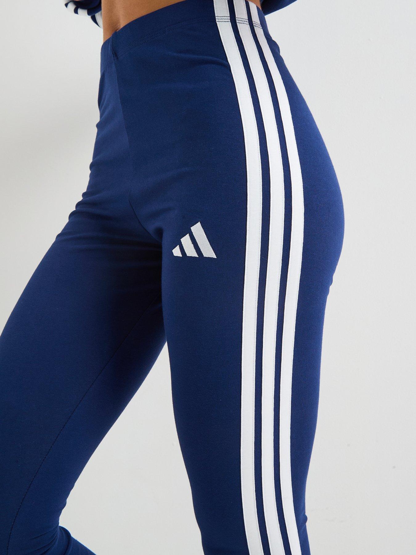  image of adidas-sportswear-womens-essentials-3-stripes-cotton-leggings-blue