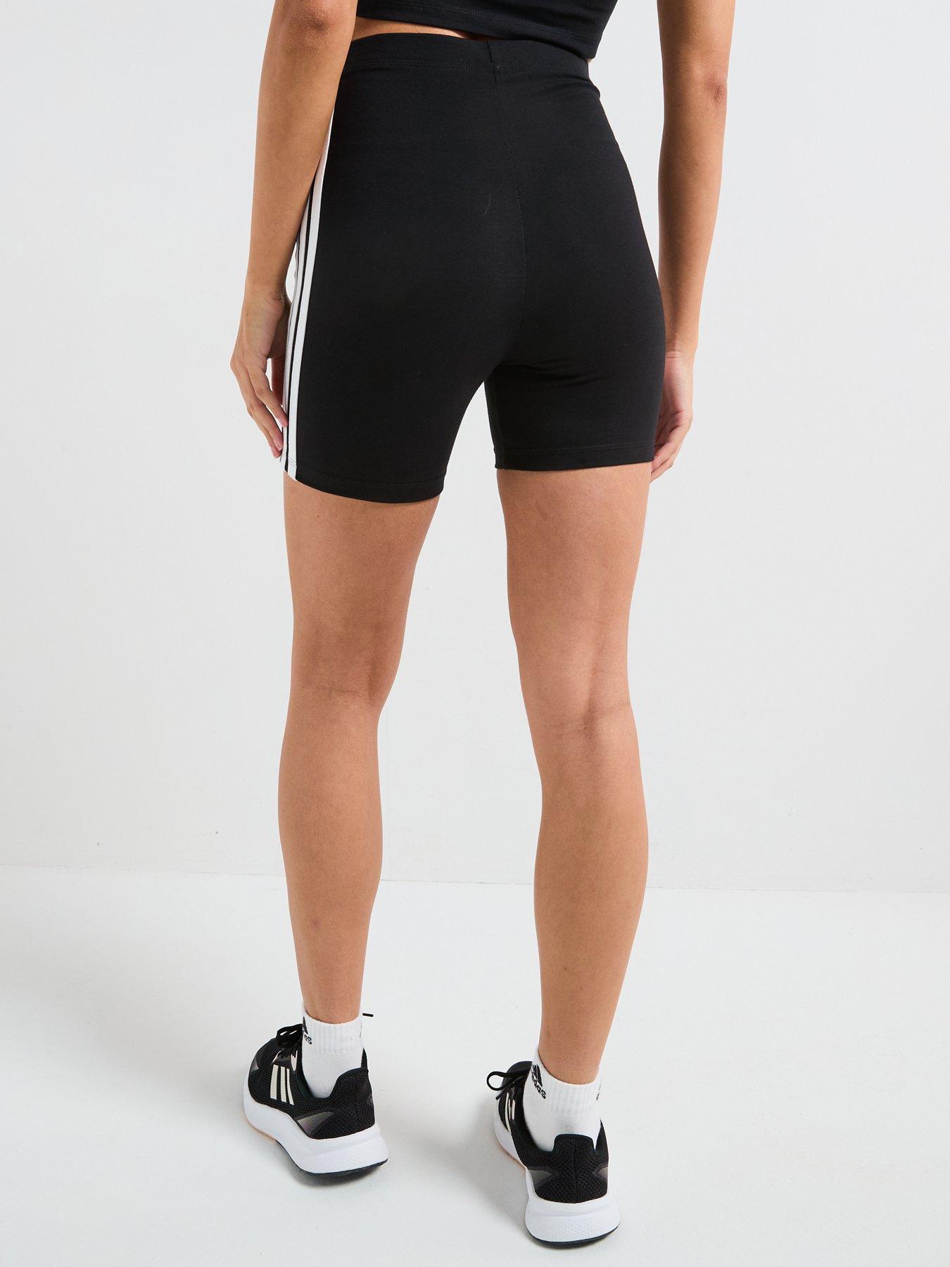  image of adidas-sportswear-womens-essentials-3-stripes-high-waisted-shorts-blackwhite