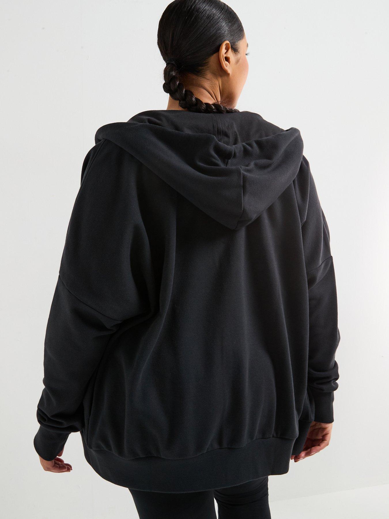  image of adidas-sportswear-womens-essentials-linear-full-zip-french-terry-hoodie-black