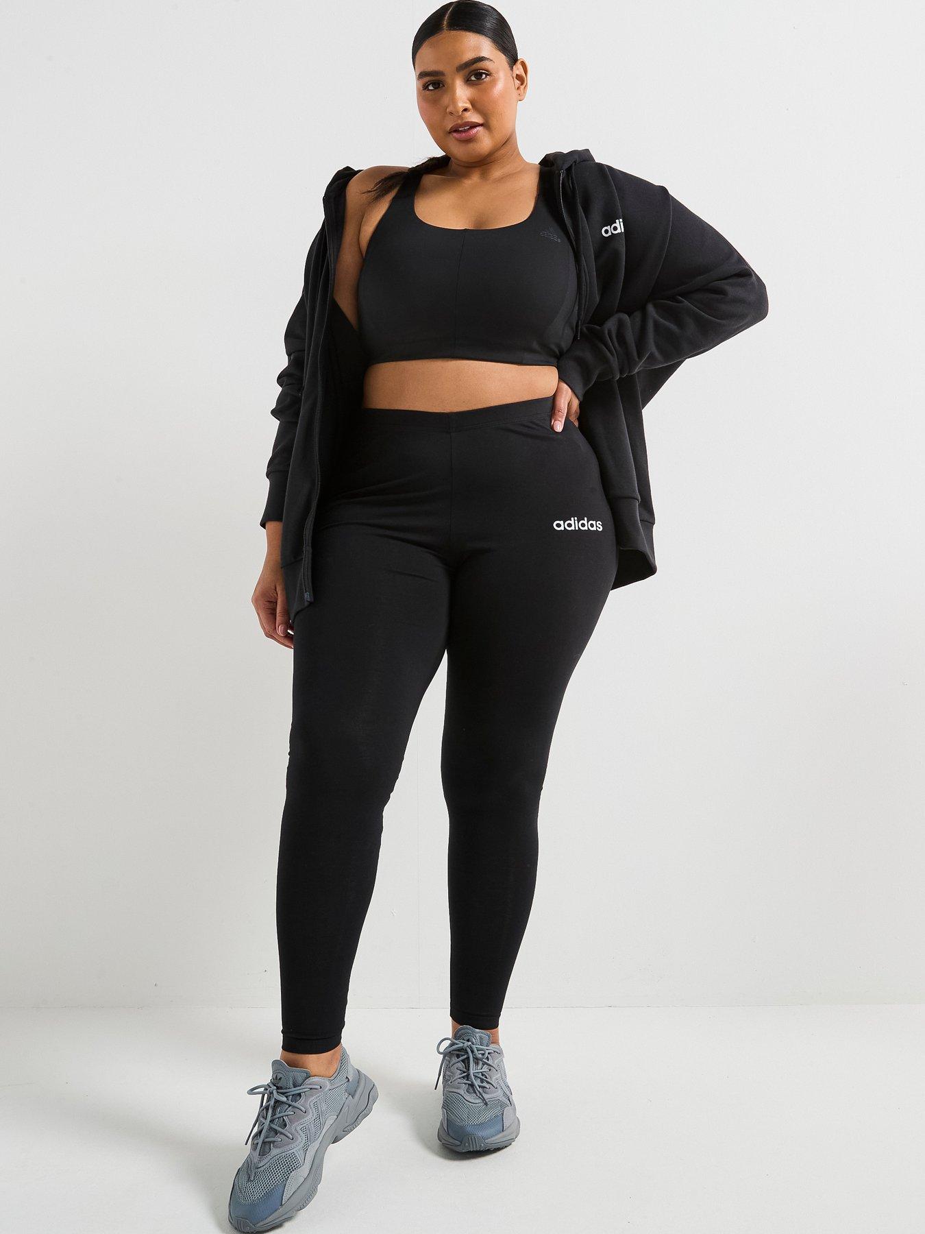  image of adidas-sportswear-womens-essentials-linear-full-zip-french-terry-hoodie-black