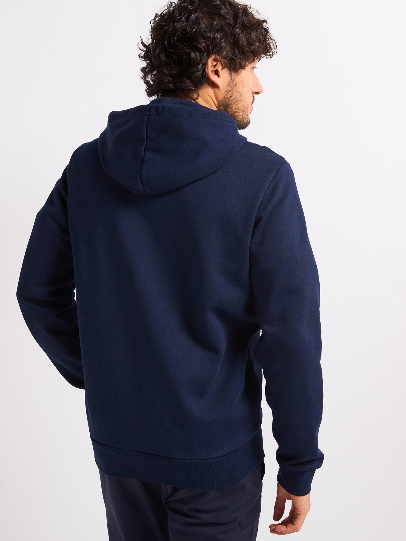  image of lacoste-classic-fit-brushed-fleece-zip-front-hoodie-navy