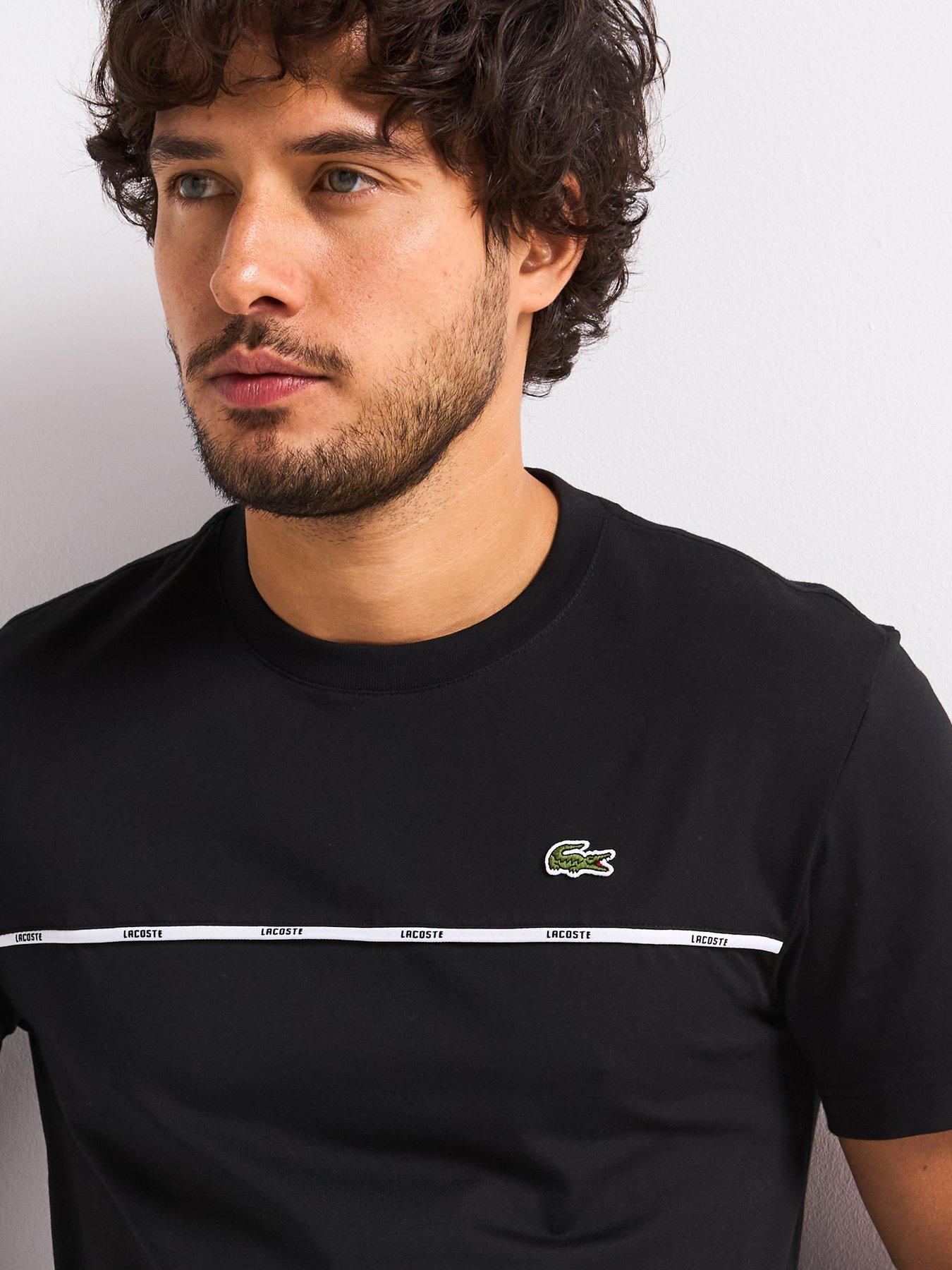  image of lacoste-regular-fit-trim-jersey-t-shirt-black