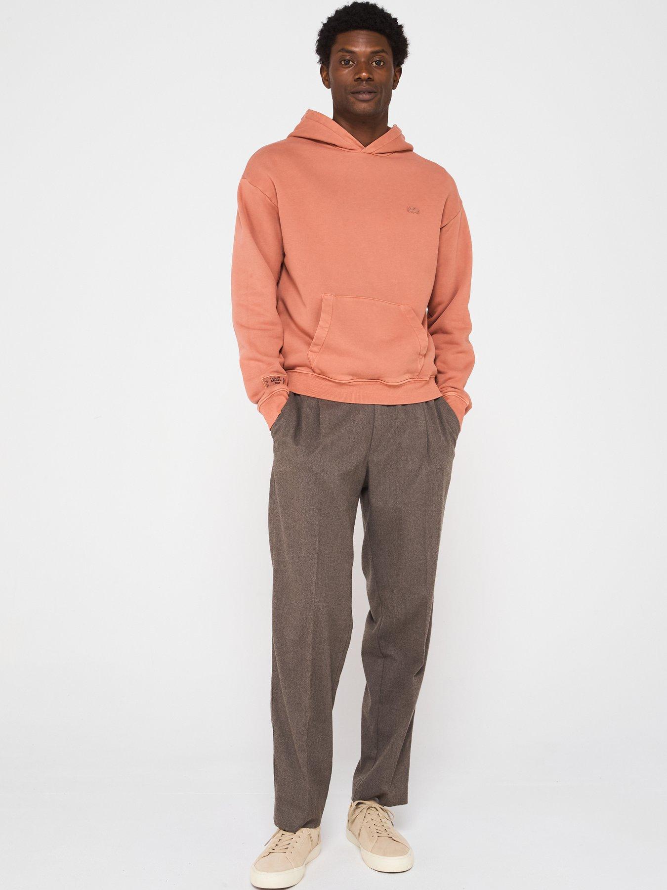  image of lacoste-loose-fit-washed-hoodie-brown