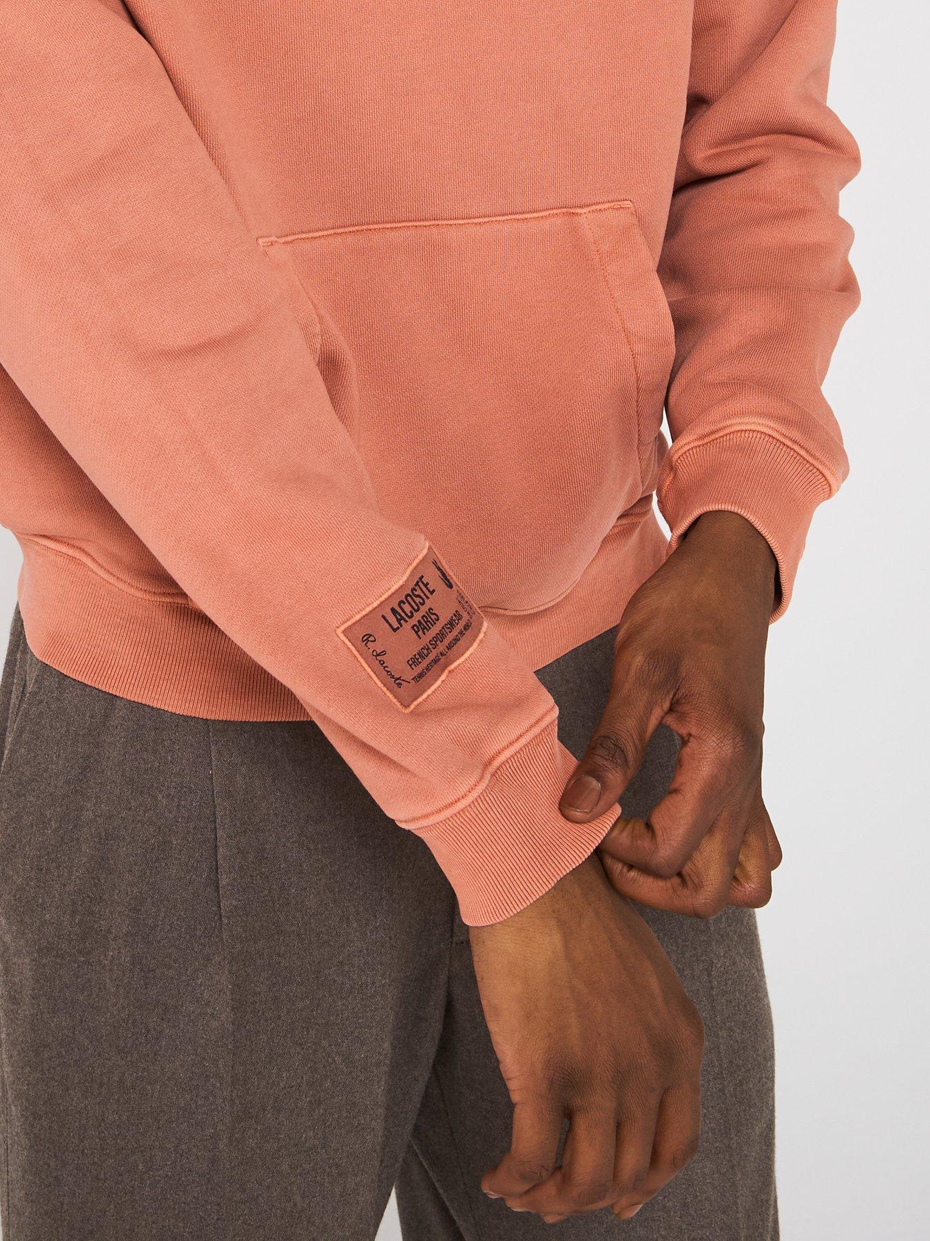  image of lacoste-loose-fit-washed-hoodie-brown