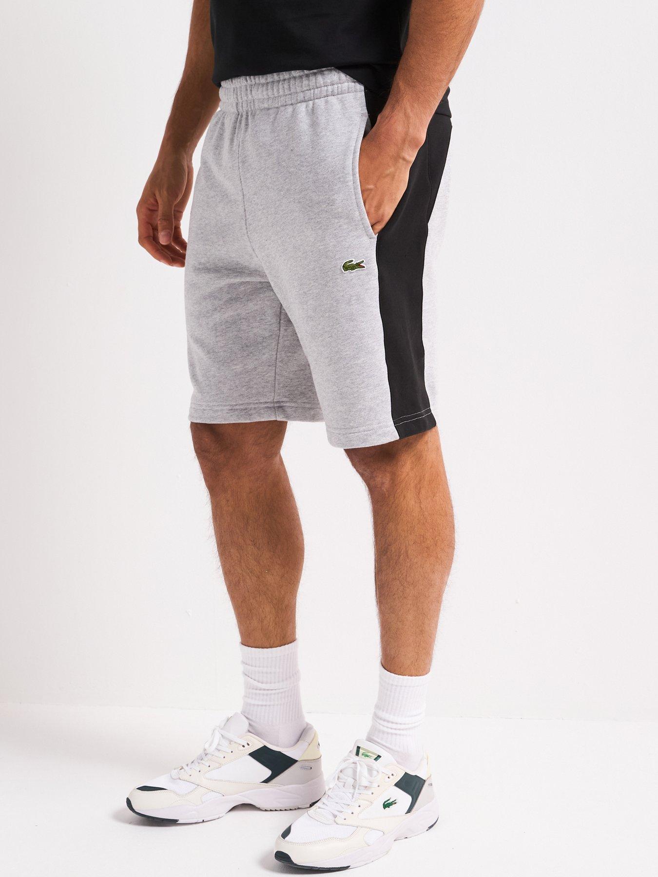  image of lacoste-regular-fit-colourblock-sweat-shorts-grey