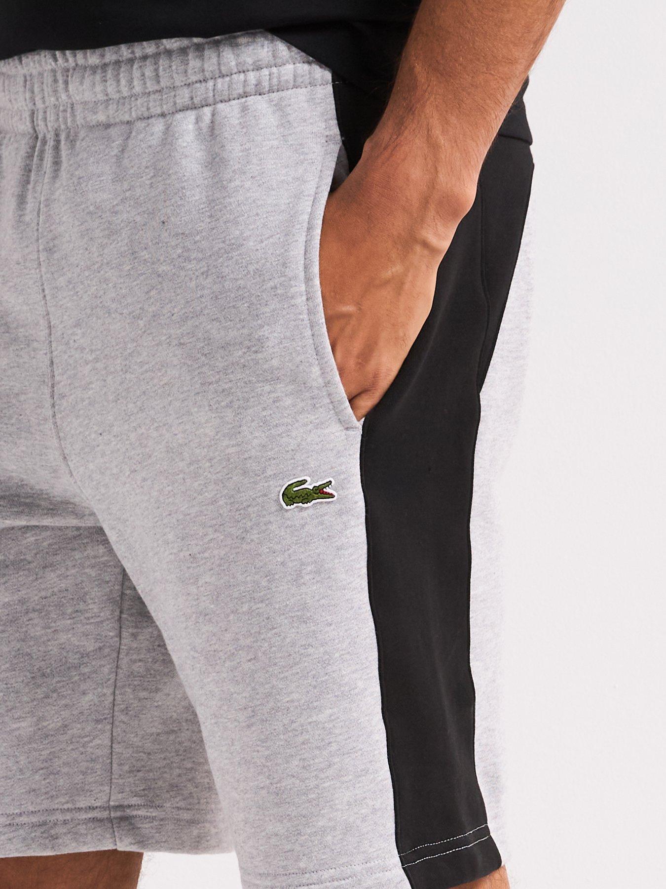  image of lacoste-regular-fit-colourblock-sweat-shorts-grey