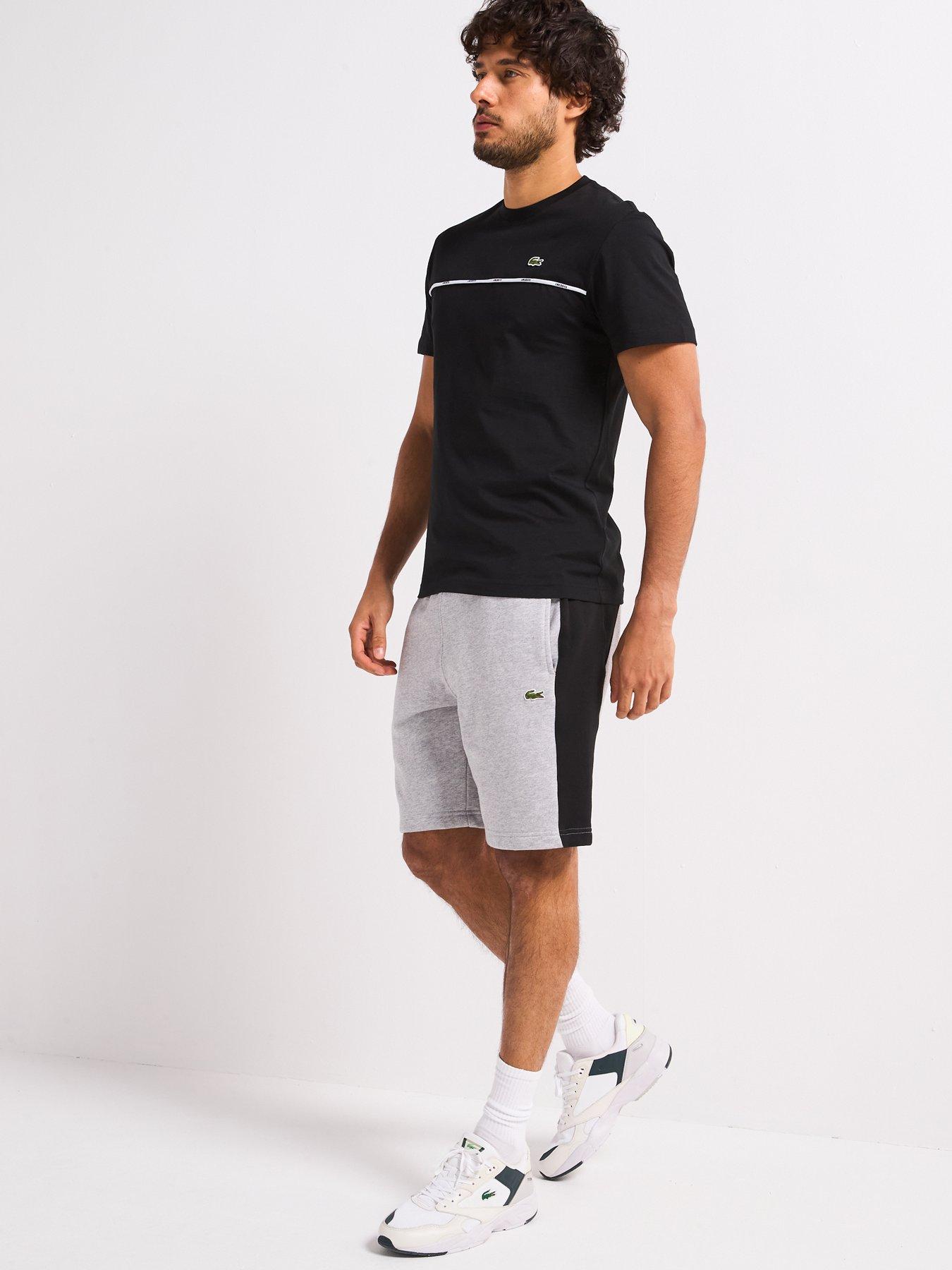  image of lacoste-regular-fit-colourblock-sweat-shorts-grey