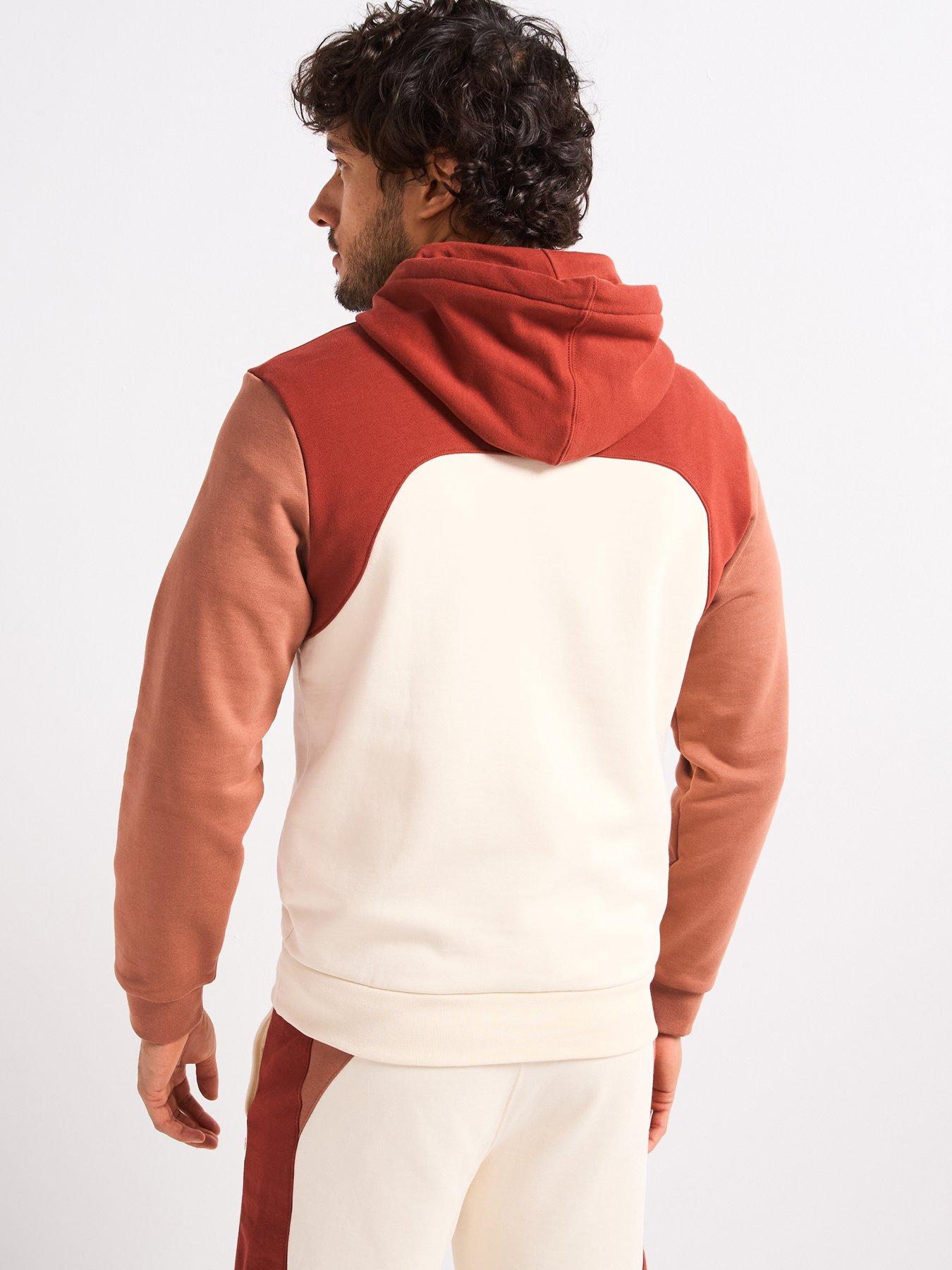  image of lacoste-classic-fit-colourblock-hoodie-brown