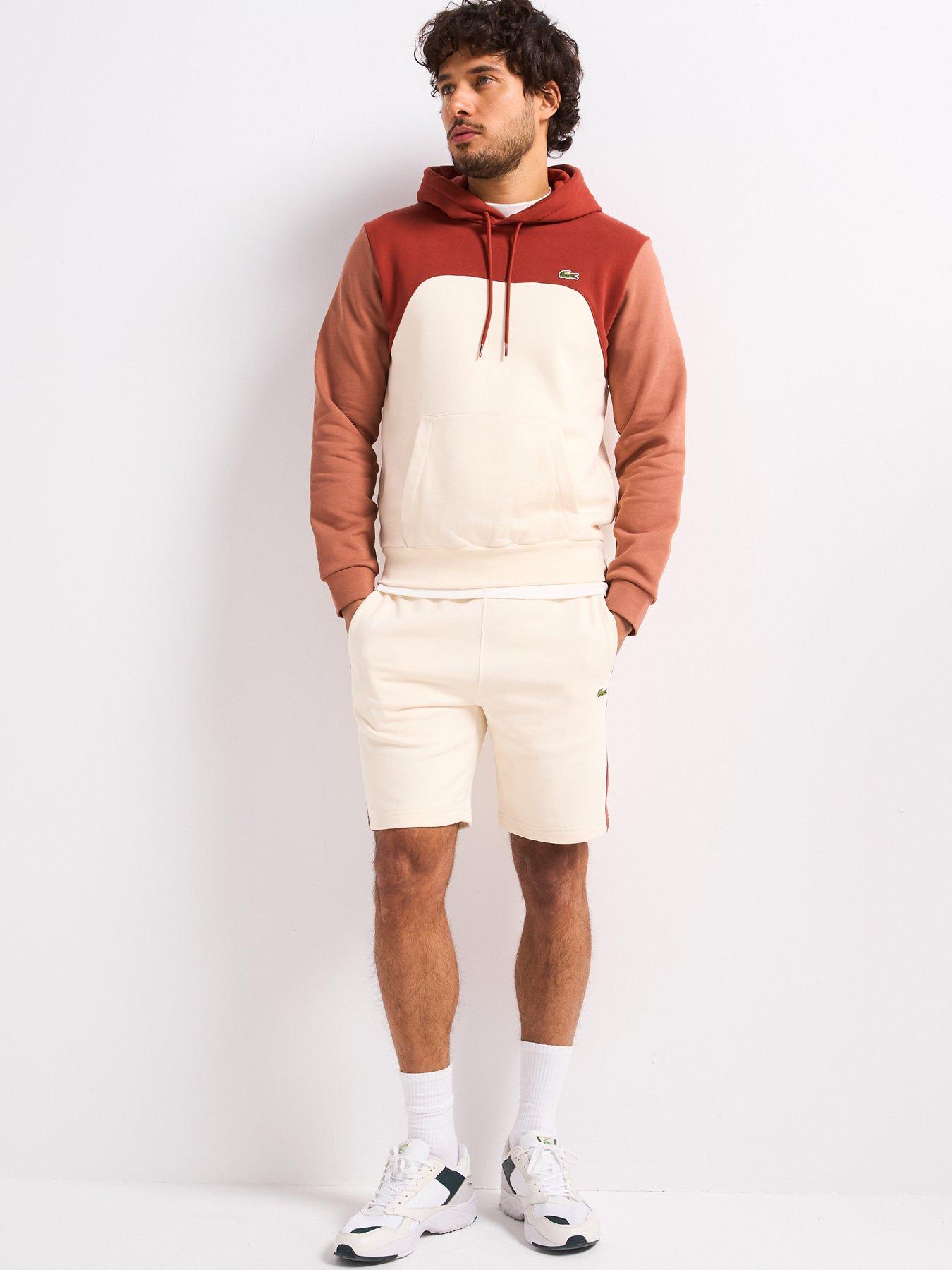  image of lacoste-classic-fit-colourblock-hoodie-brown