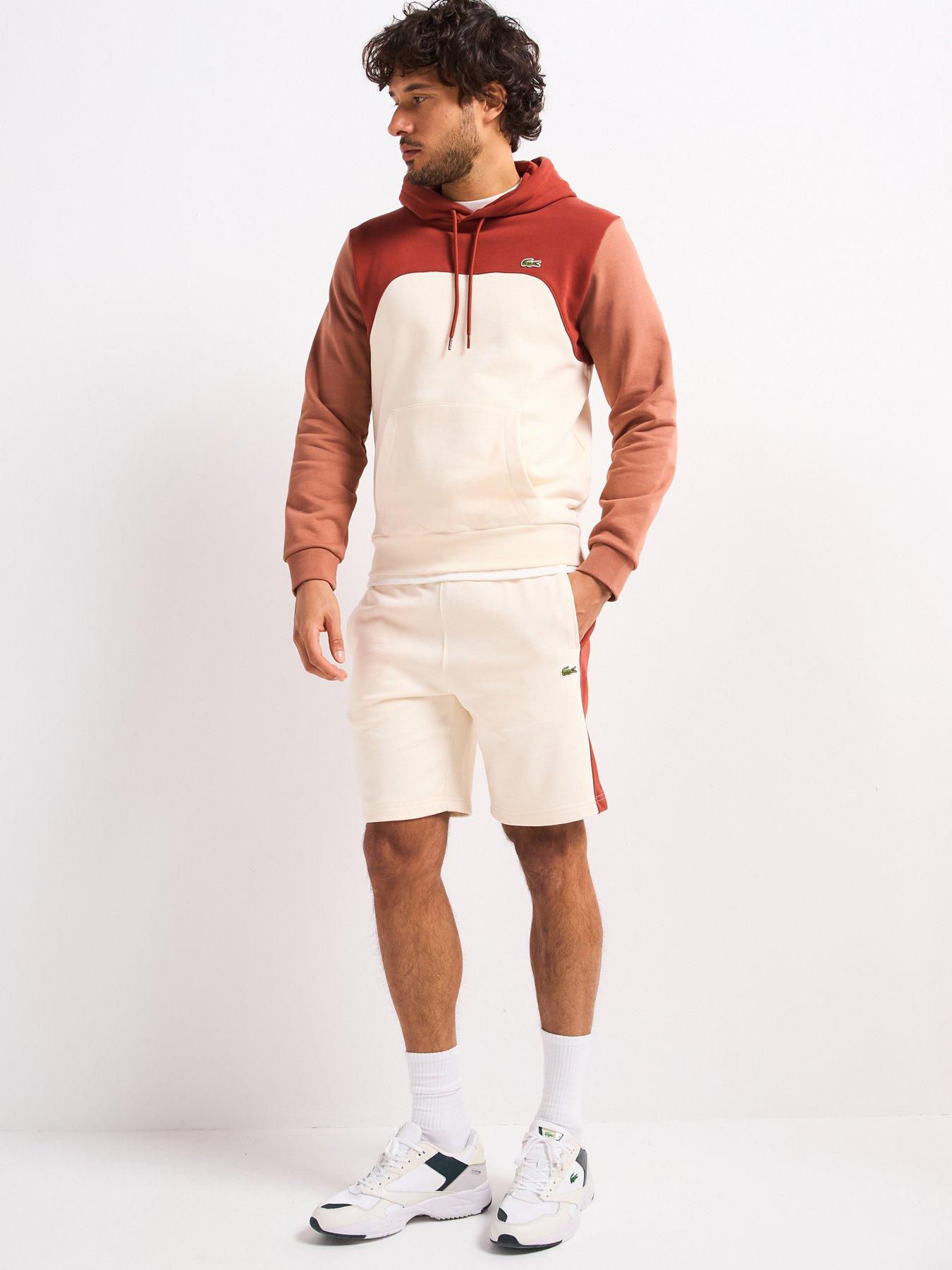  image of lacoste-classic-fit-colourblock-hoodie-brown