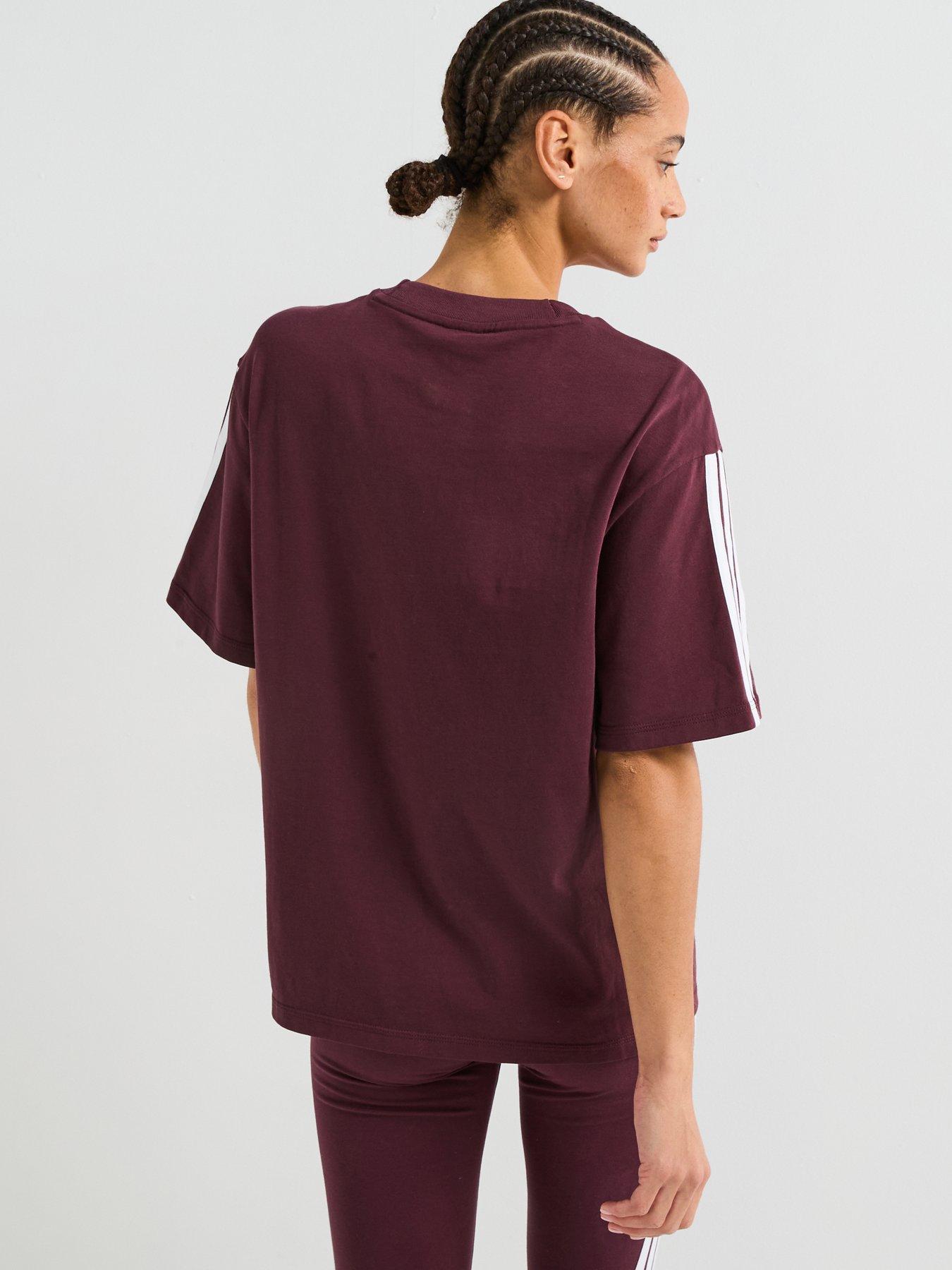  image of adidas-sportswear-womens-essentials-3-stripes-boyfriend-t-shirt-red