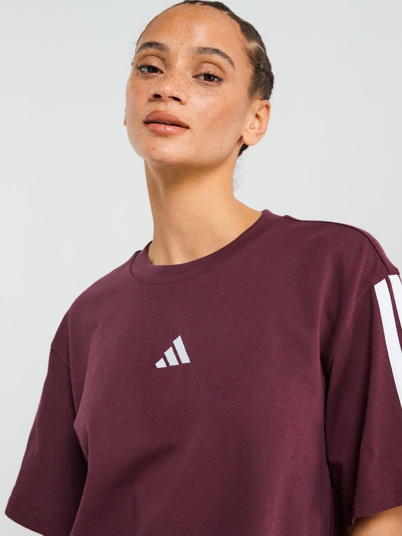  image of adidas-sportswear-womens-essentials-3-stripes-boyfriend-t-shirt-red