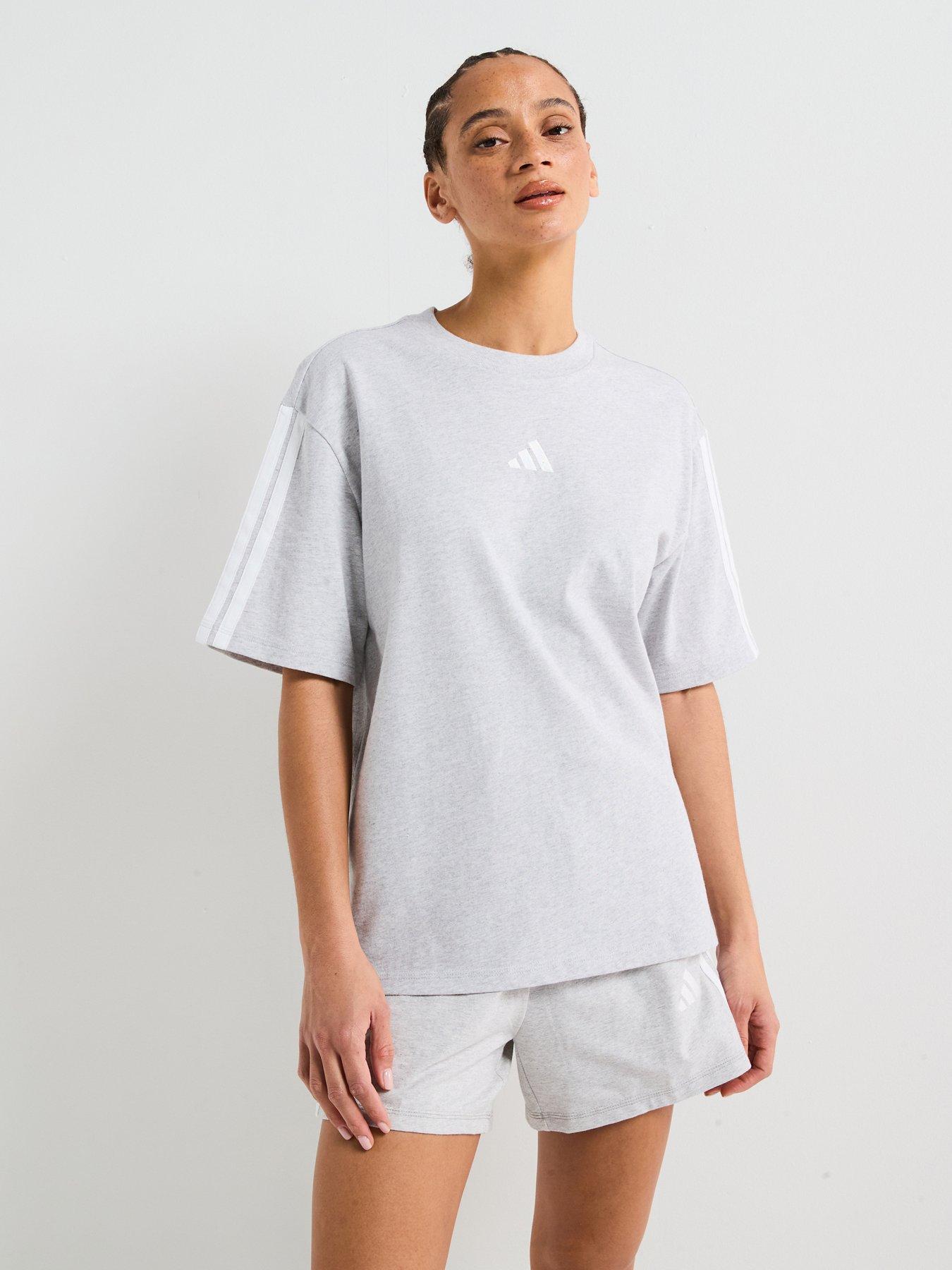 undefined Women's Essentials 3-Stripes Boyfriend T-Shirt - Grey