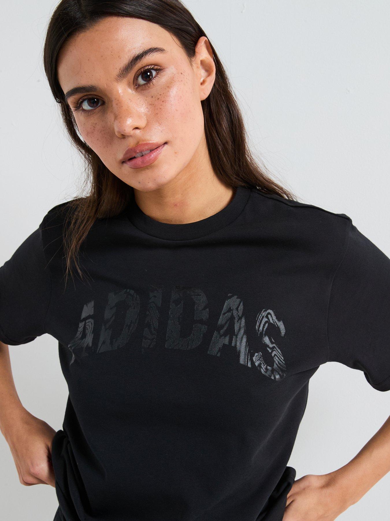  image of adidas-sportswear-womens-camo-graphic-t-shirt-black