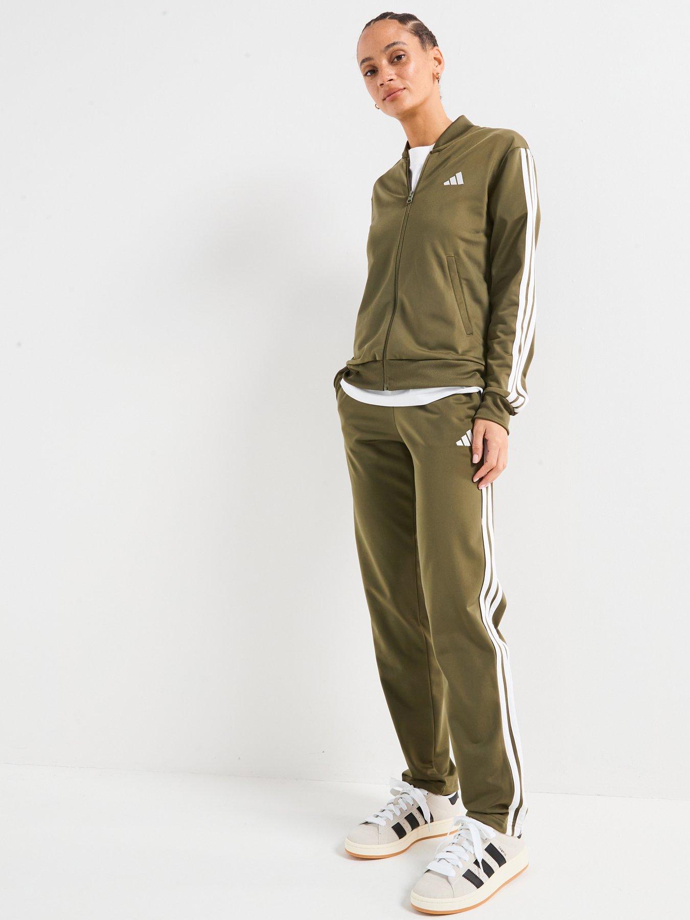  image of adidas-sportswear-womens-essentials-3-stripes-track-suit-green