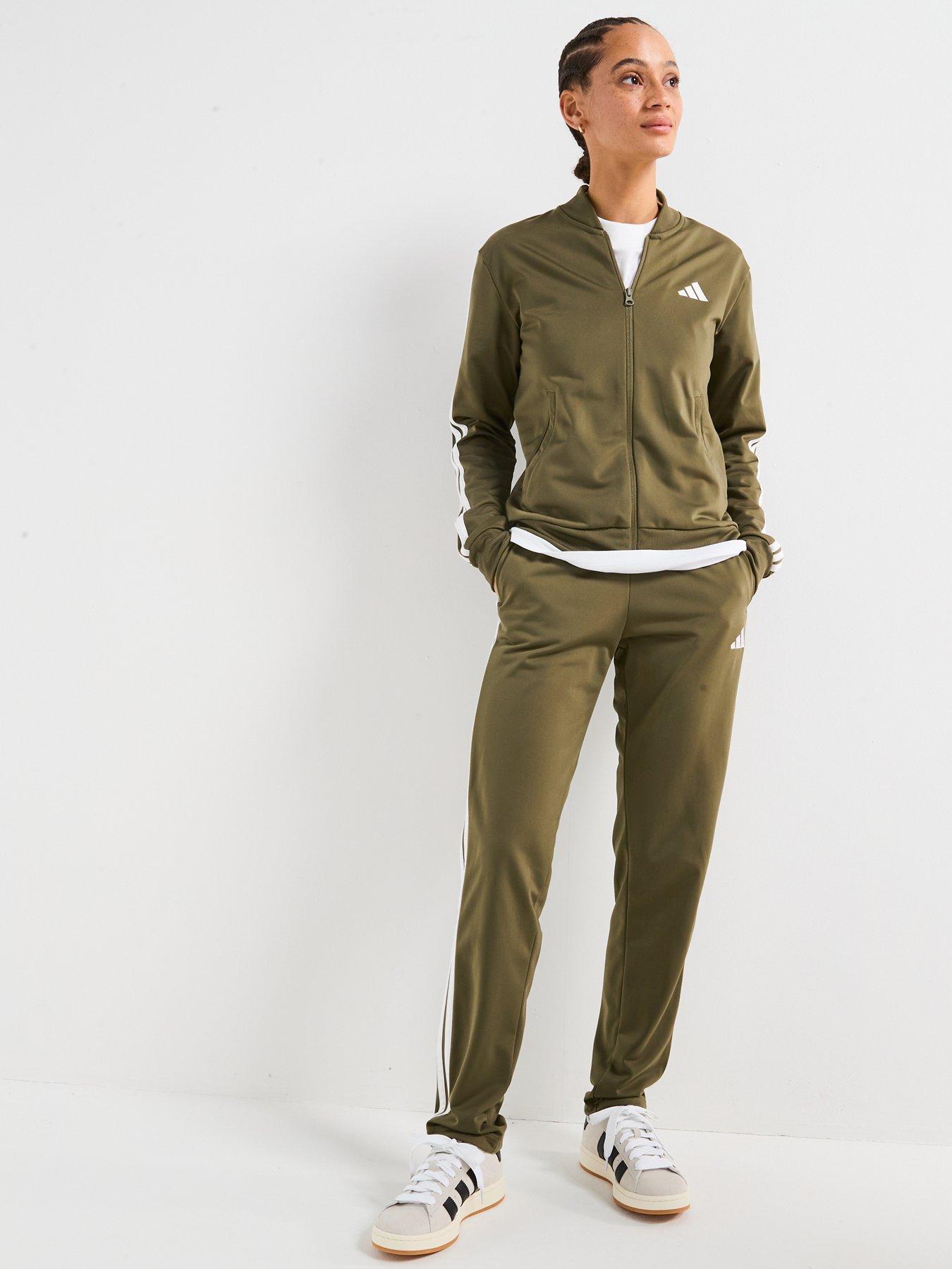  image of adidas-sportswear-womens-essentials-3-stripes-track-suit-green