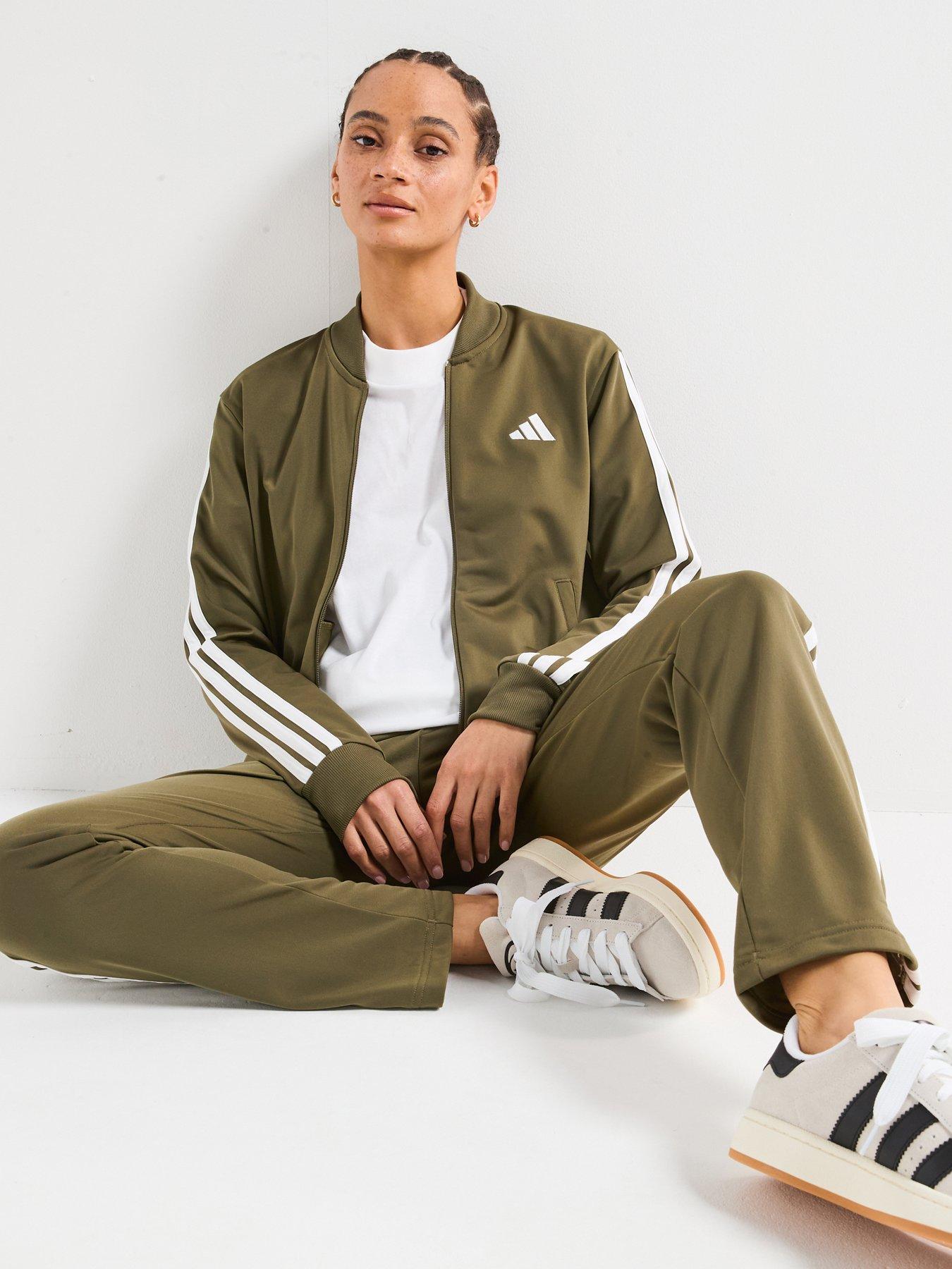  image of adidas-sportswear-womens-essentials-3-stripes-track-suit-green