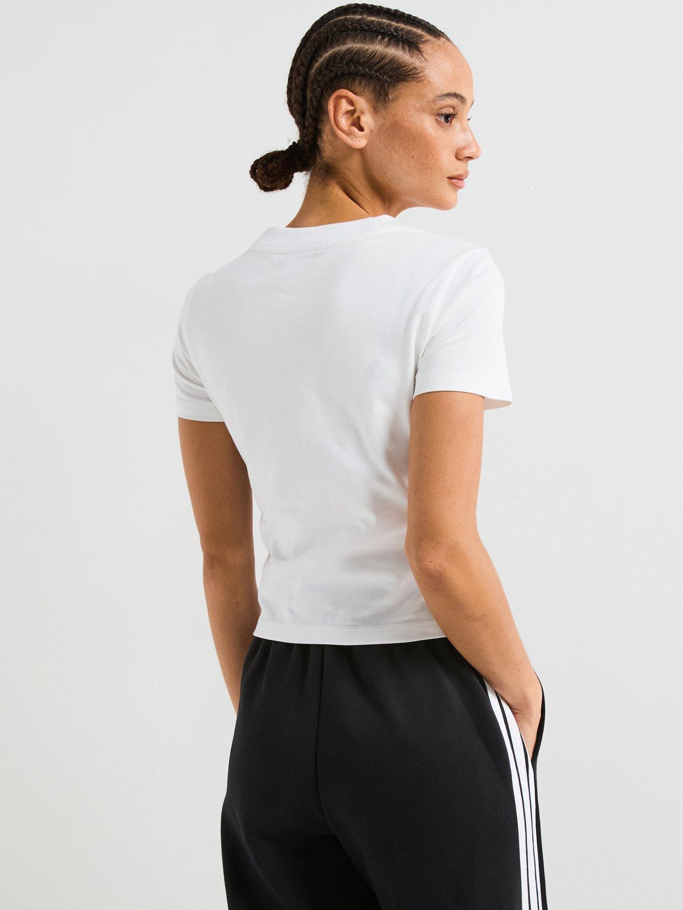  image of adidas-sportswear-womens-essentials-3-stripes-slim-baby-t-shirt-whiteblack