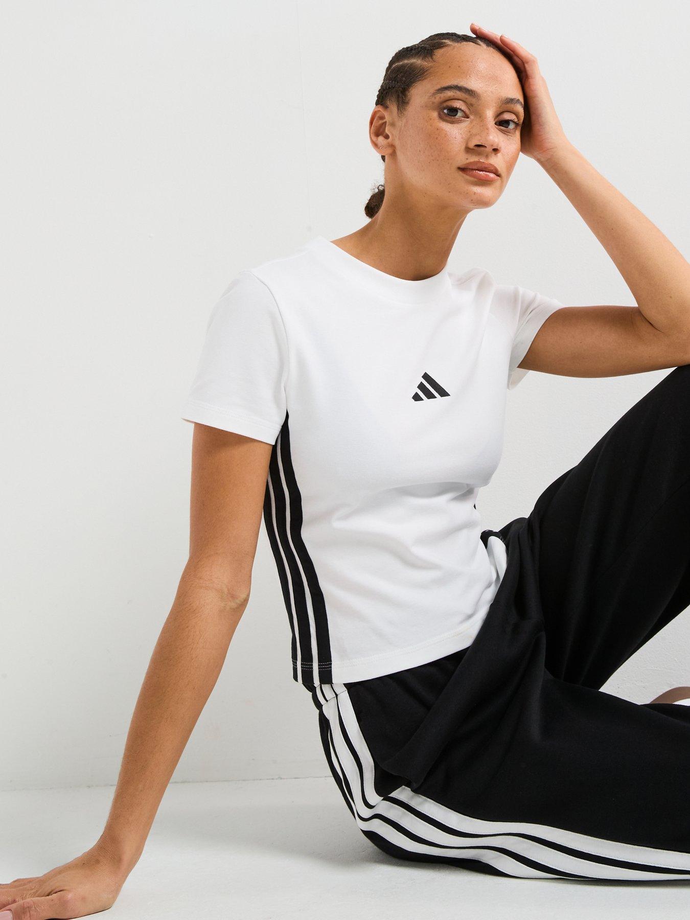  image of adidas-sportswear-womens-essentials-3-stripes-slim-baby-t-shirt-whiteblack
