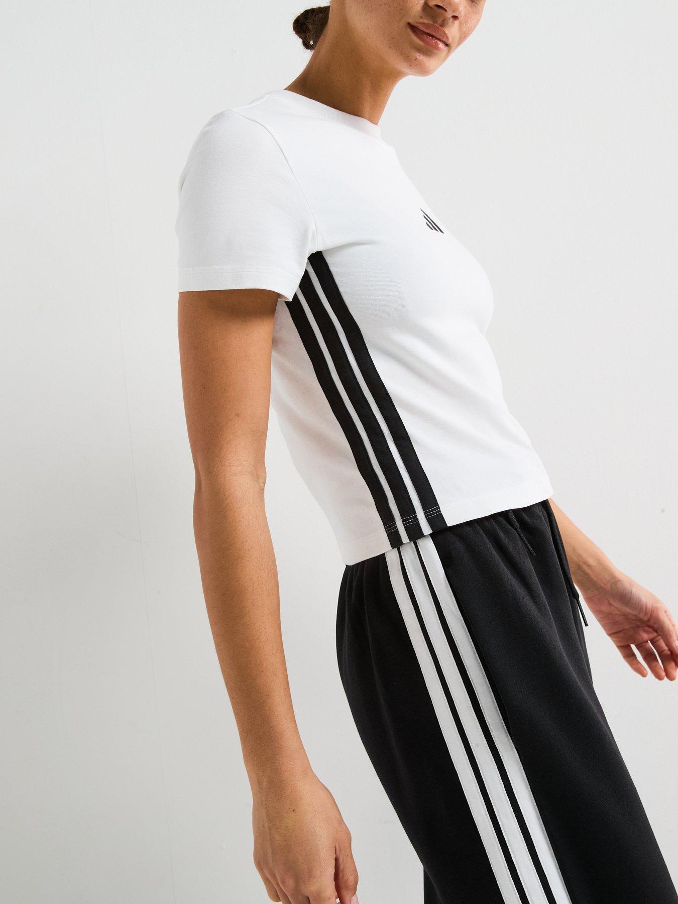  image of adidas-sportswear-womens-essentials-3-stripes-slim-baby-t-shirt-whiteblack
