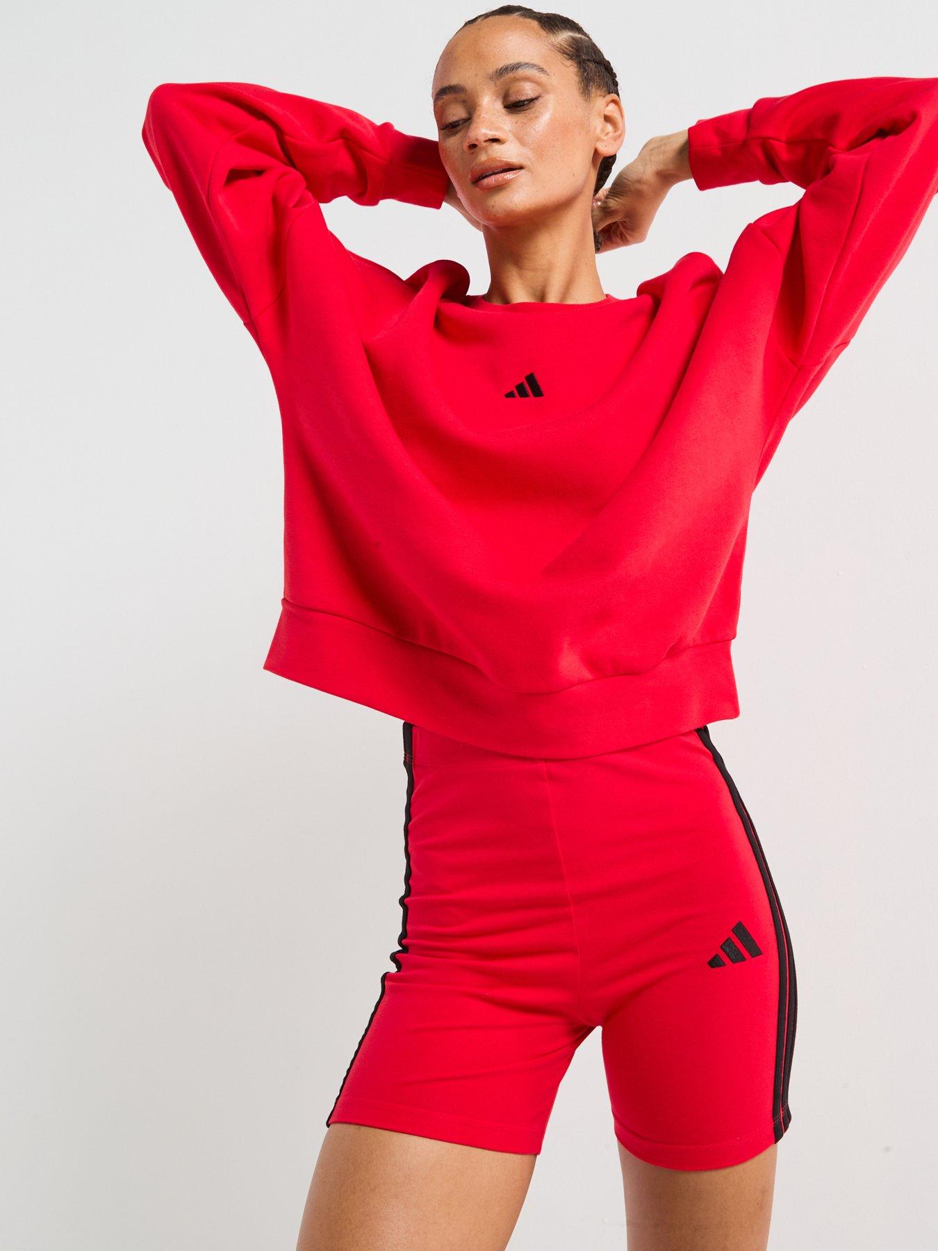  image of adidas-sportswear-womens-essentials-3-stripes-high-waisted-shorts-pure-rubyblack
